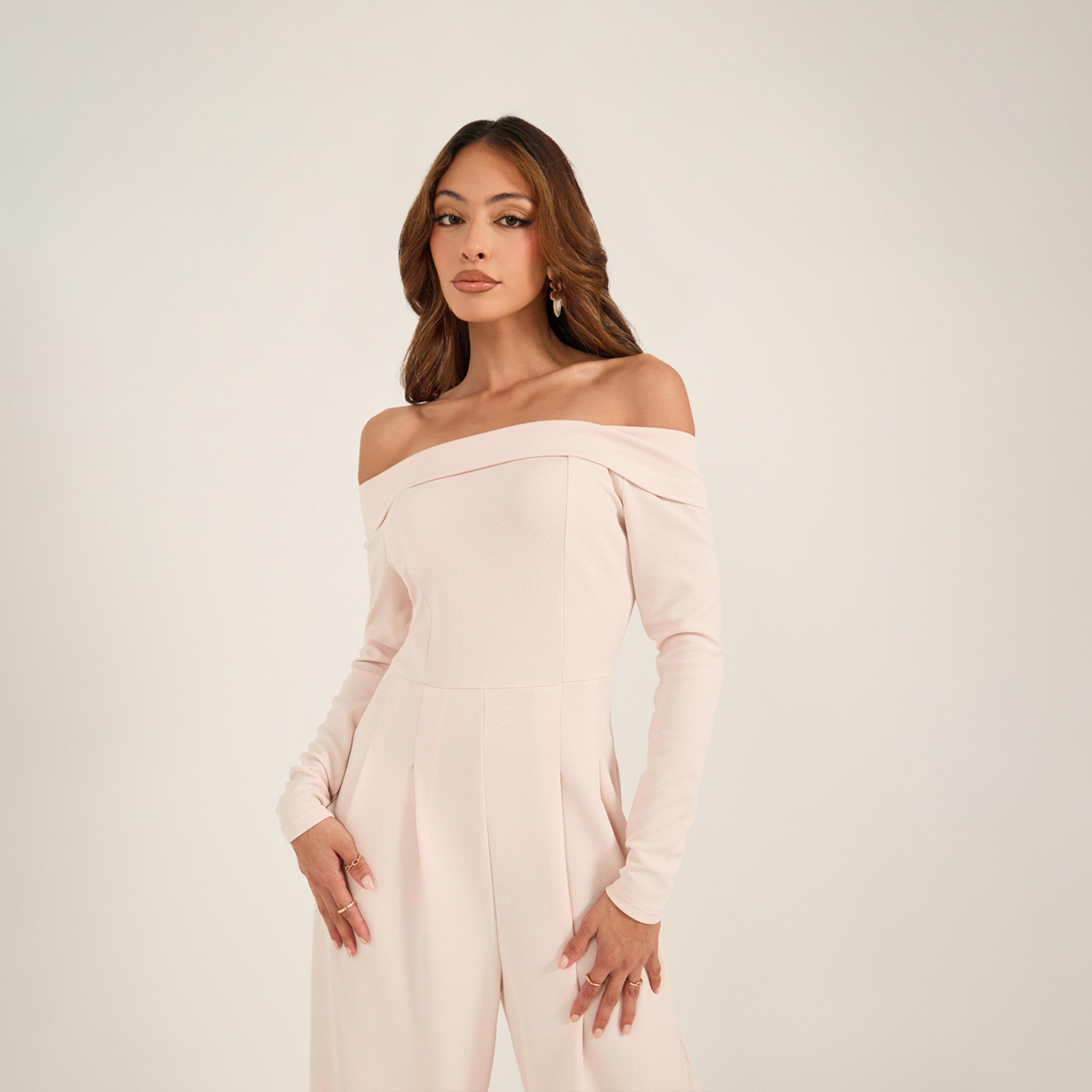 Styli Solid Bardot Neckline Wide Leg Jumpsuit-women-clothing-jumpsuits-image-2