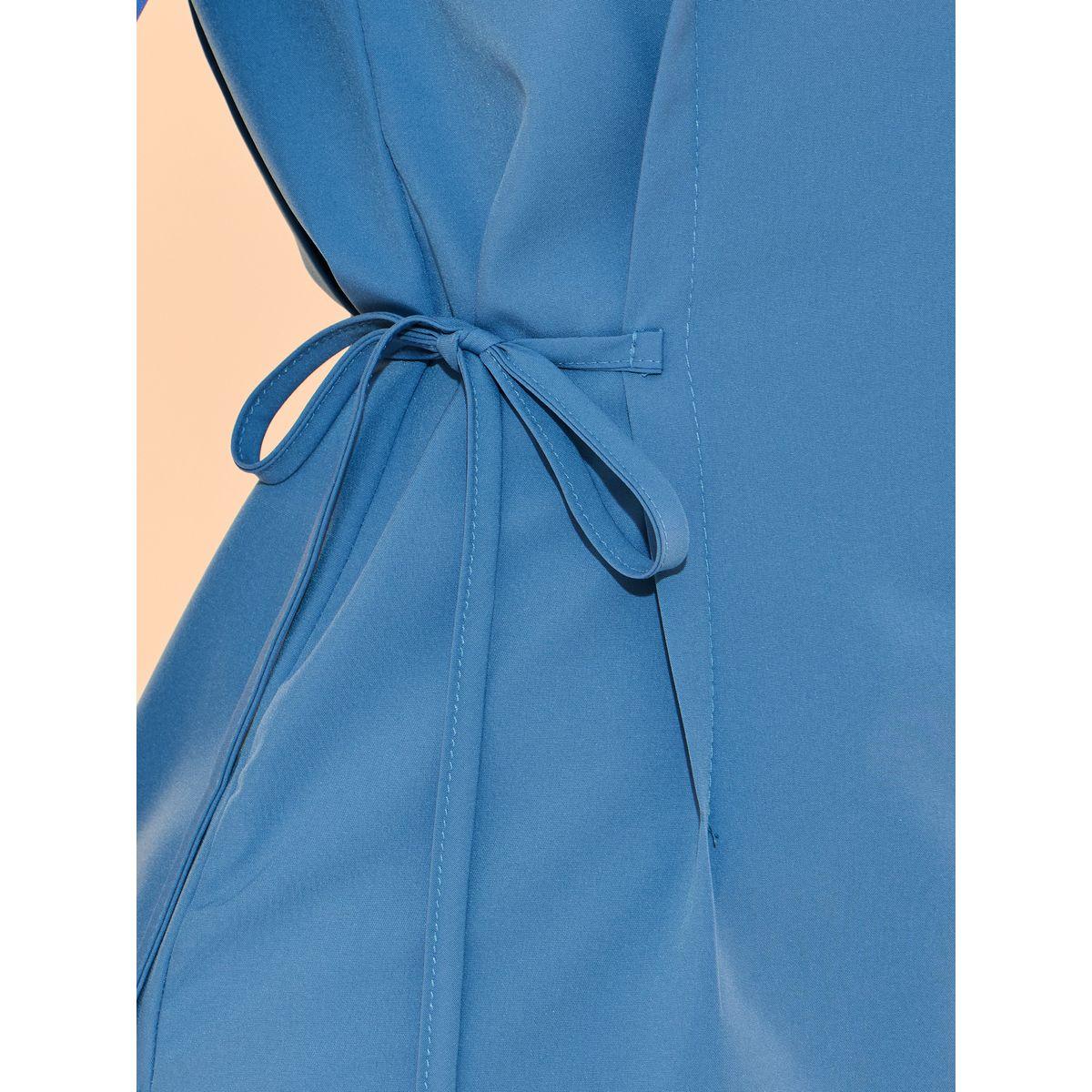 بلوزة سادة بأكمام طويلة وأربطة جانبية-women-clothing-shirtsandblouses-shirts-image-2