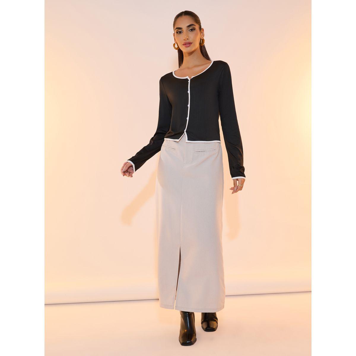 Styli Contrast Edge Long Sleeve Knitted Top-women-clothing-shirtsandblouses-blouses-image-2