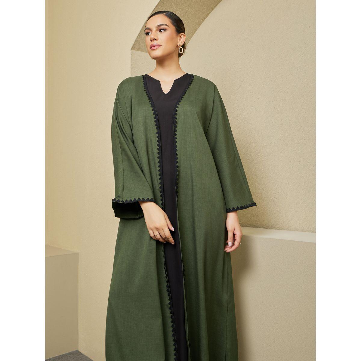 Styli Regular Fit Abaya with Lace Trims Detail-women-arabicclothing-abayas-image-3