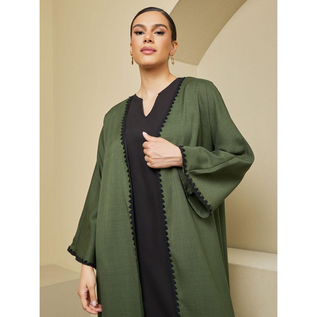 Styli Regular Fit Abaya with Lace Trims Detail-women-arabicclothing-abayas-image-4