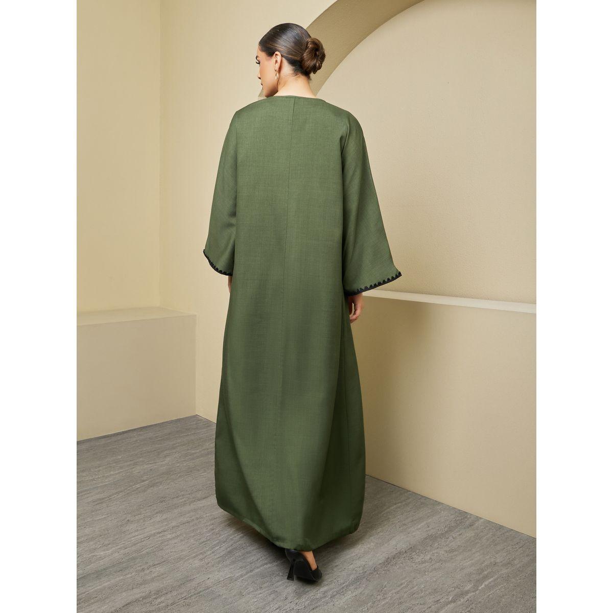 Styli Regular Fit Abaya with Lace Trims Detail-women-arabicclothing-abayas-image-6