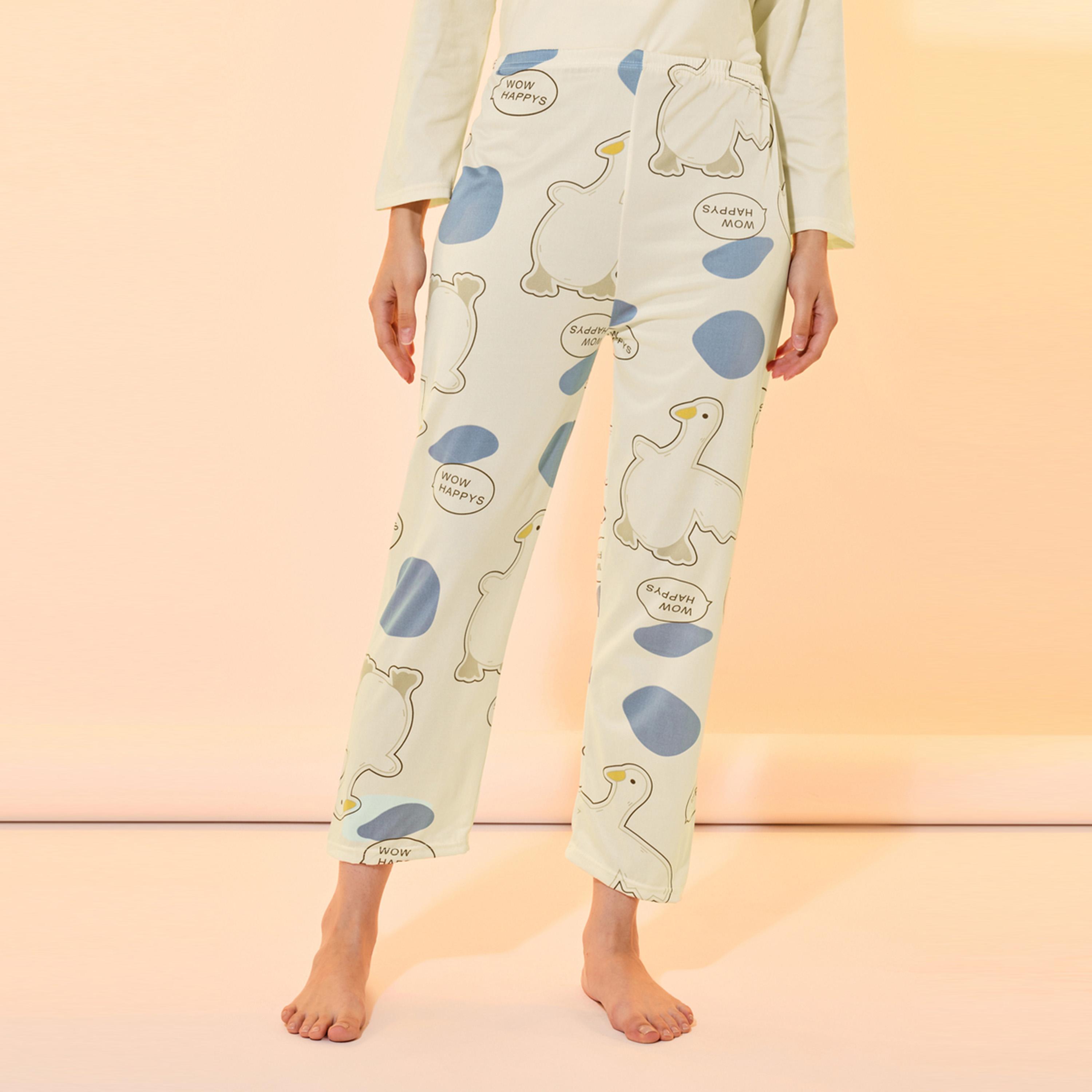 Take Two Duck Print Round Neck T-Shirt and Pyjama Set-women-clothing-nightwear-pyjamas-longsets-image-3