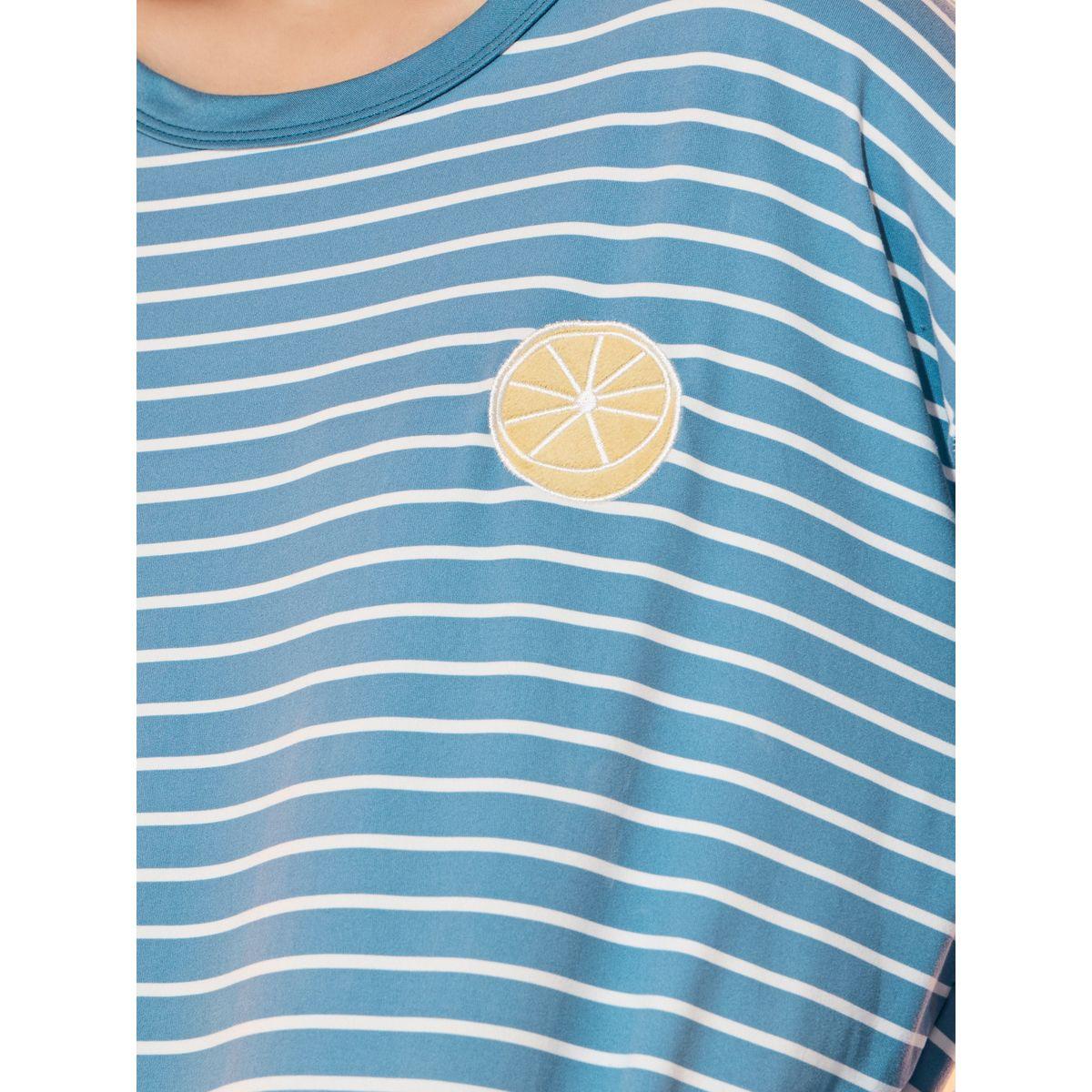 Take Two Striped Fruit Patch Detail Long Sleeve Nightdress-women-clothing-nightwear-nighties-image-3