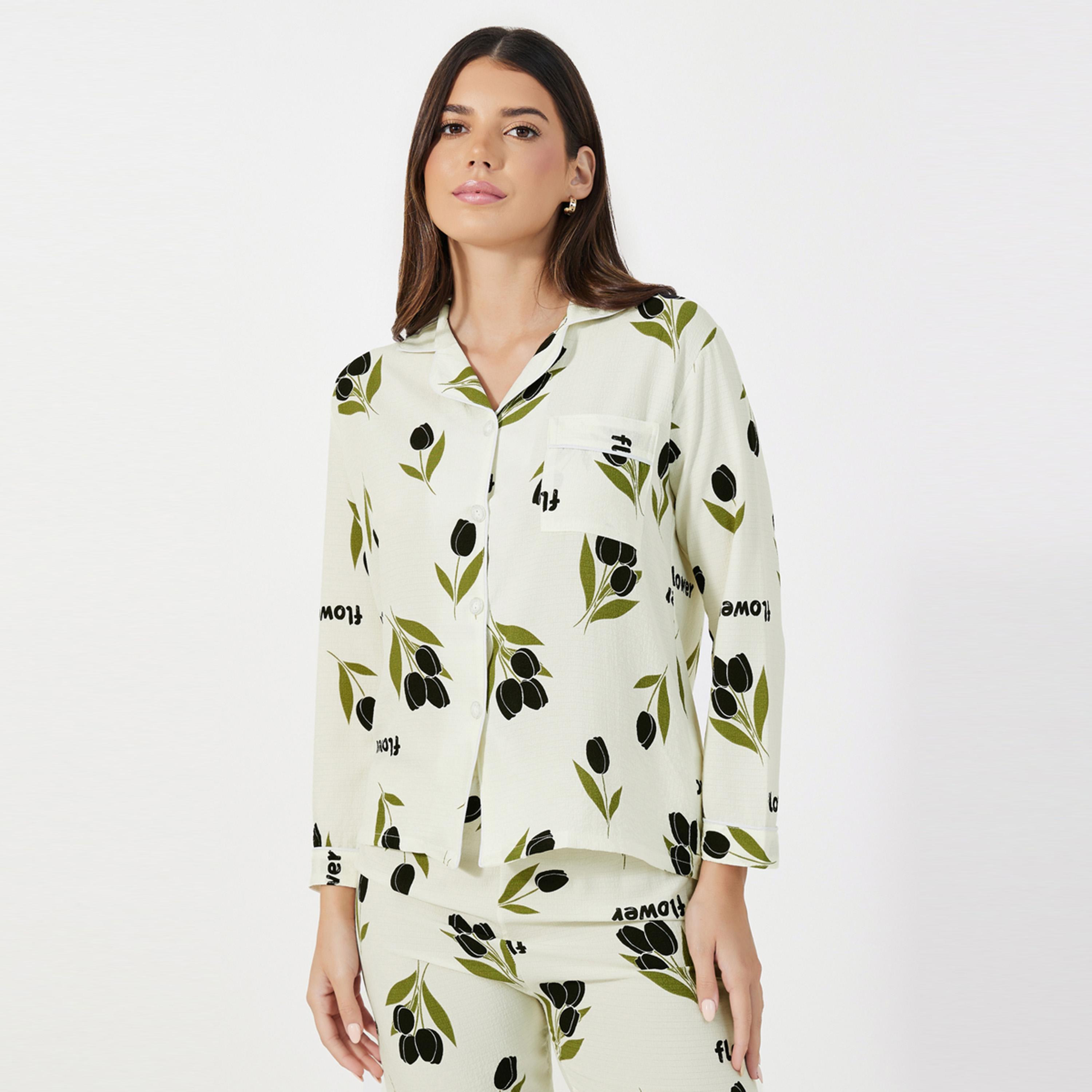 Take Two All-Over Floral Print Shirt and Pants Pyjama Sets-women-clothing-nightwear-pyjamas-longsets-image-2