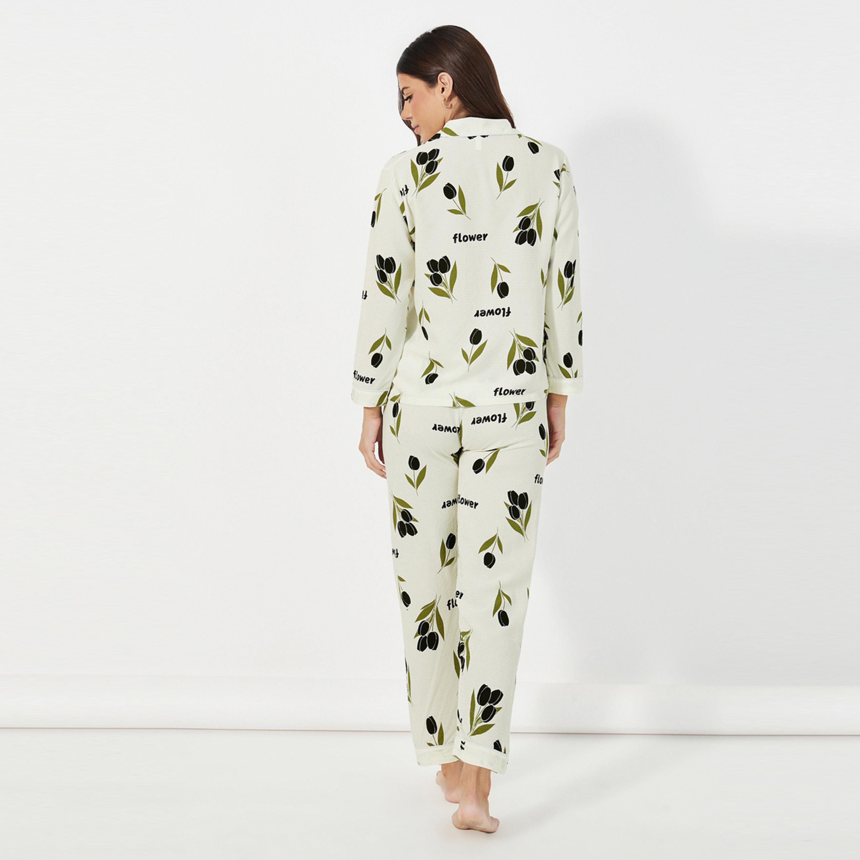 Take Two All-Over Floral Print Shirt and Pants Pyjama Sets-women-clothing-nightwear-pyjamas-longsets-image-4