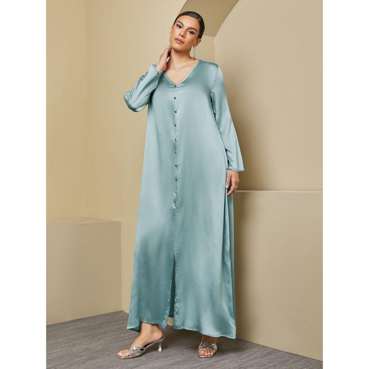 جلابية بتفاصيل بارزة الملمس مع أزرار-women-arabicclothing-jalabiyas-image-3