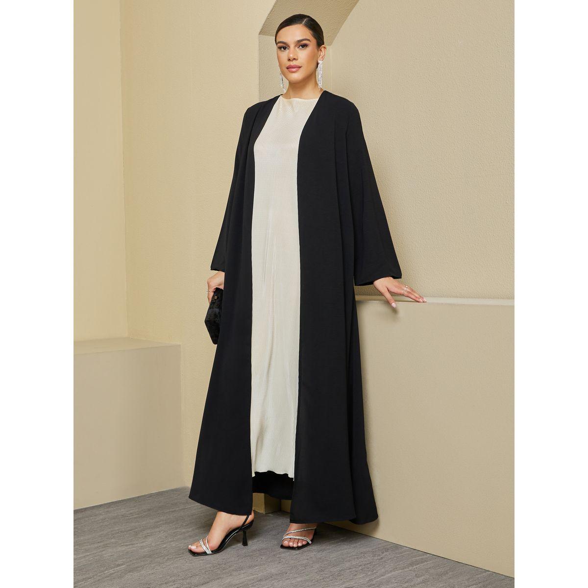 عباية بنسيج كريب بتفاصيل مفتوحة-women-arabicclothing-abayas-image-2