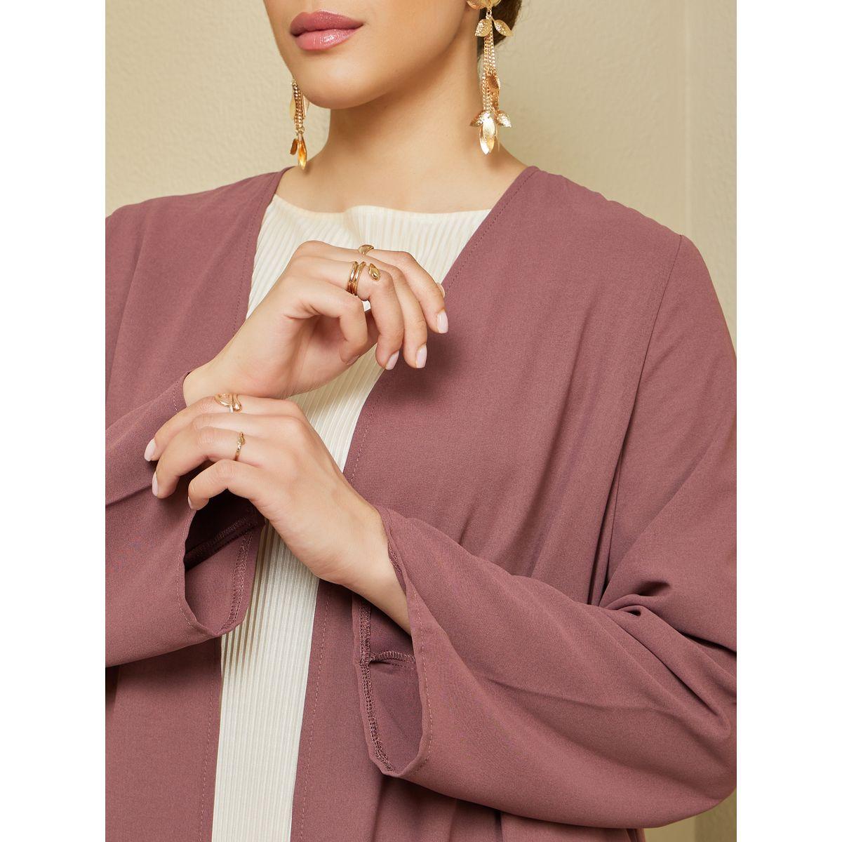 Styli Front Open Crepe Abaya-women-arabicclothing-abayas-image-4