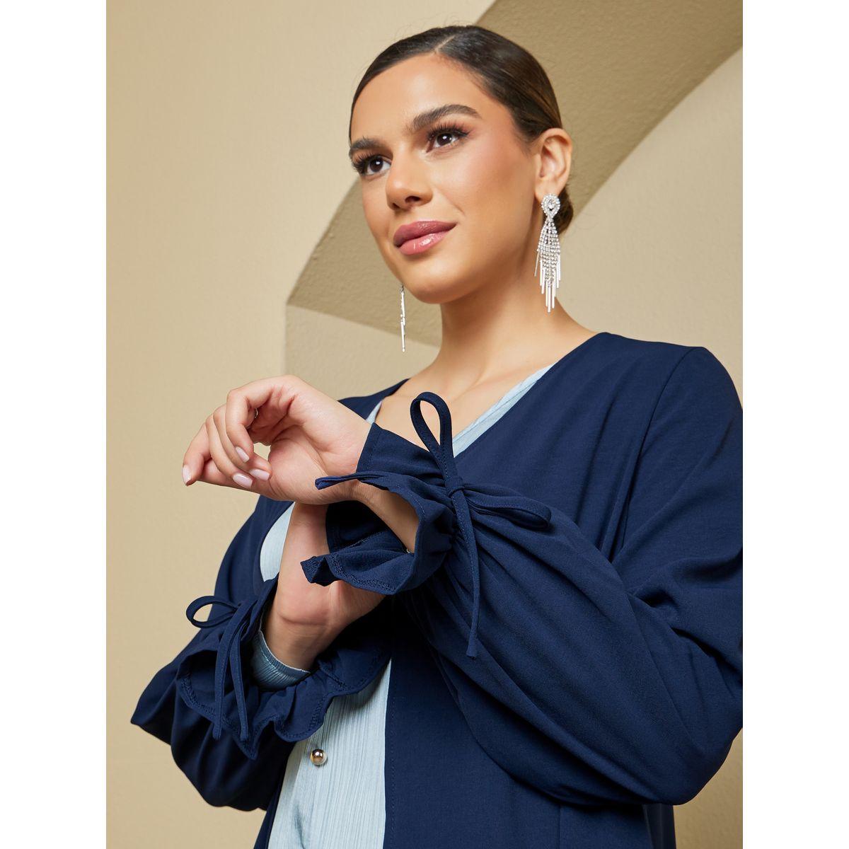 عباية مفتوحة بنسيج كريب مع تفاصيل أربطة-women-arabicclothing-abayas-image-4