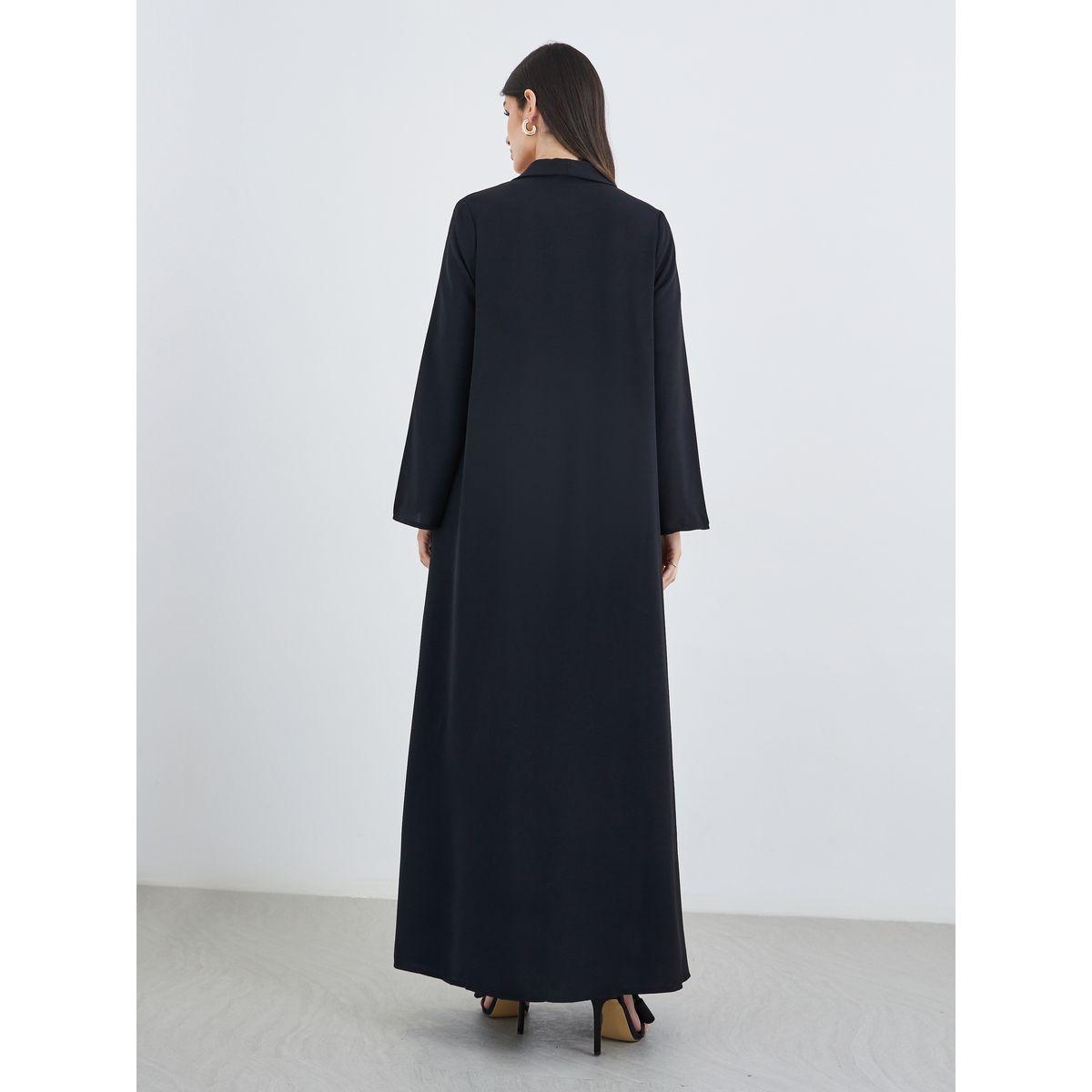 Styli Front Open A-Line Abaya with Tie-Up Detail-women-arabicclothing-abayas-image-5
