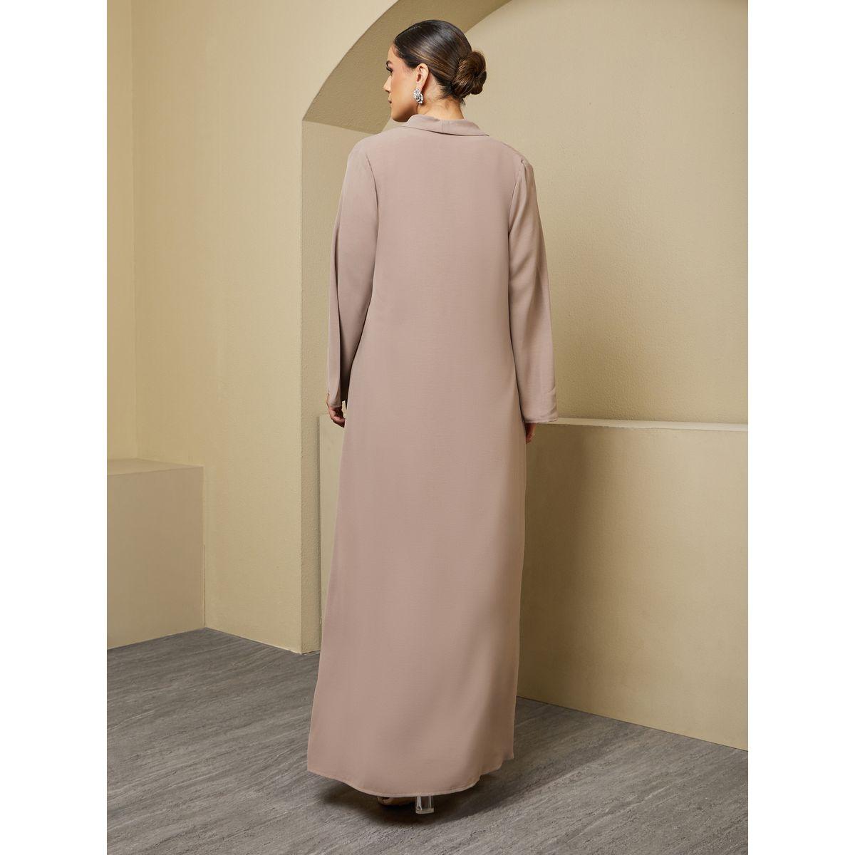 Styli Regular Fit Front Open Abaya with Tie Up Detail-women-arabicclothing-abayas-image-6