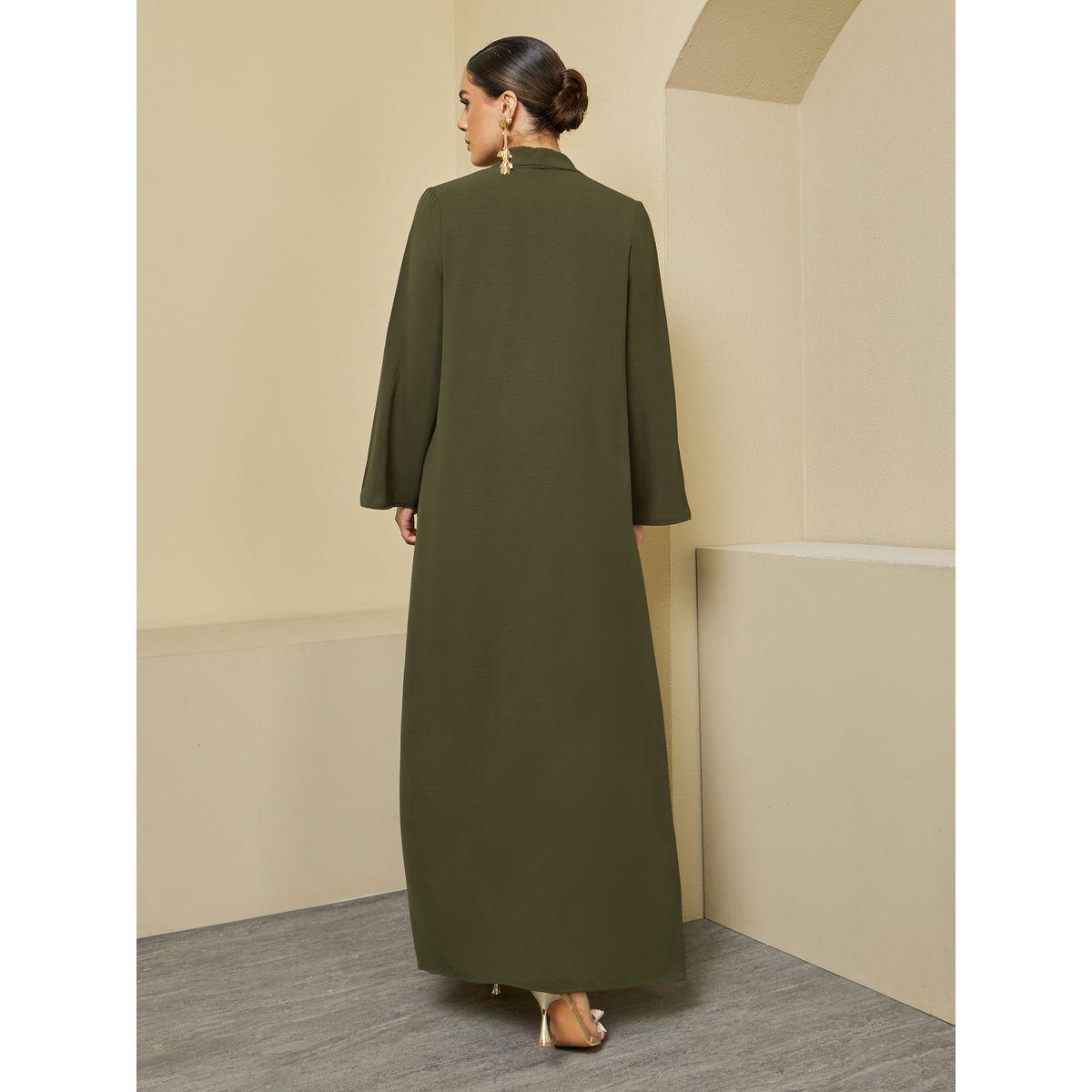 Styli Regular Fit Front Open Abaya with Tie Up Detail-women-arabicclothing-abayas-image-4