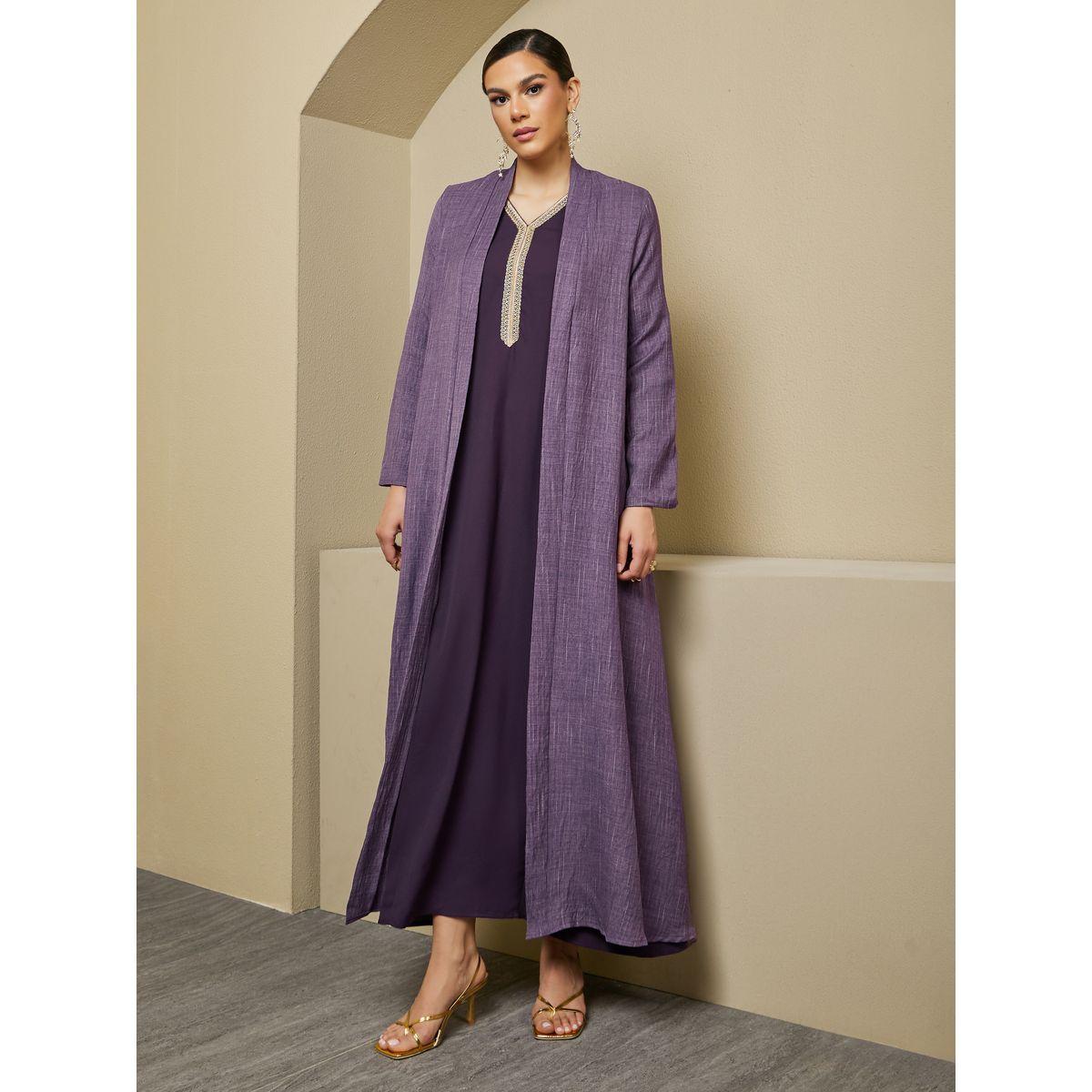 Styli Front Open A-Line Abaya-women-arabicclothing-abayas-image-2