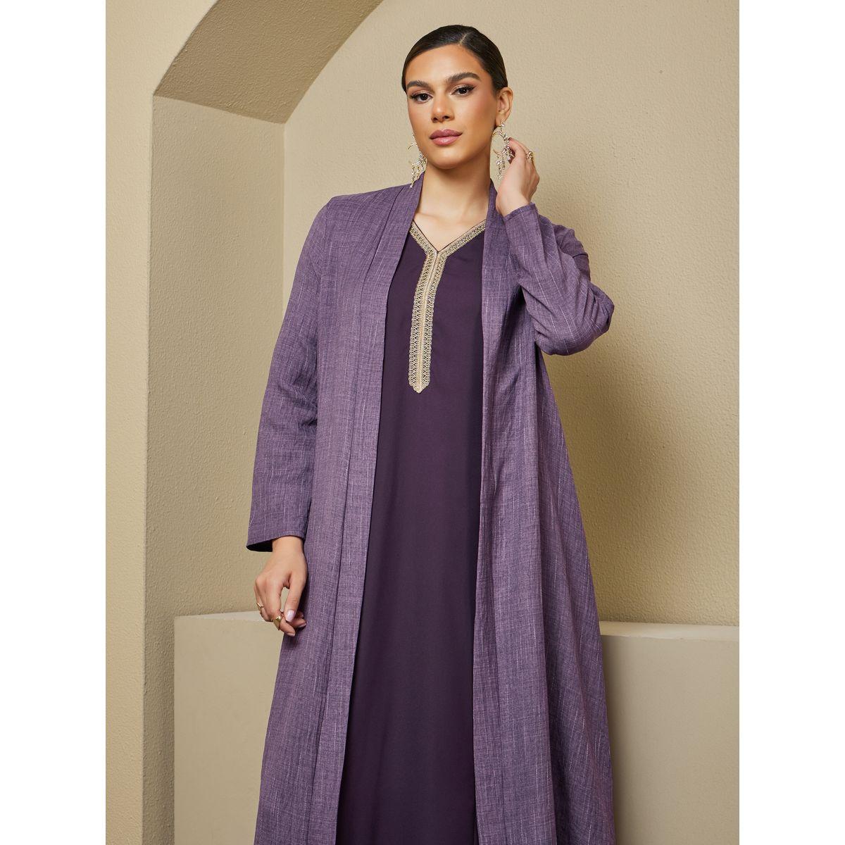 Styli Front Open A-Line Abaya-women-arabicclothing-abayas-image-3