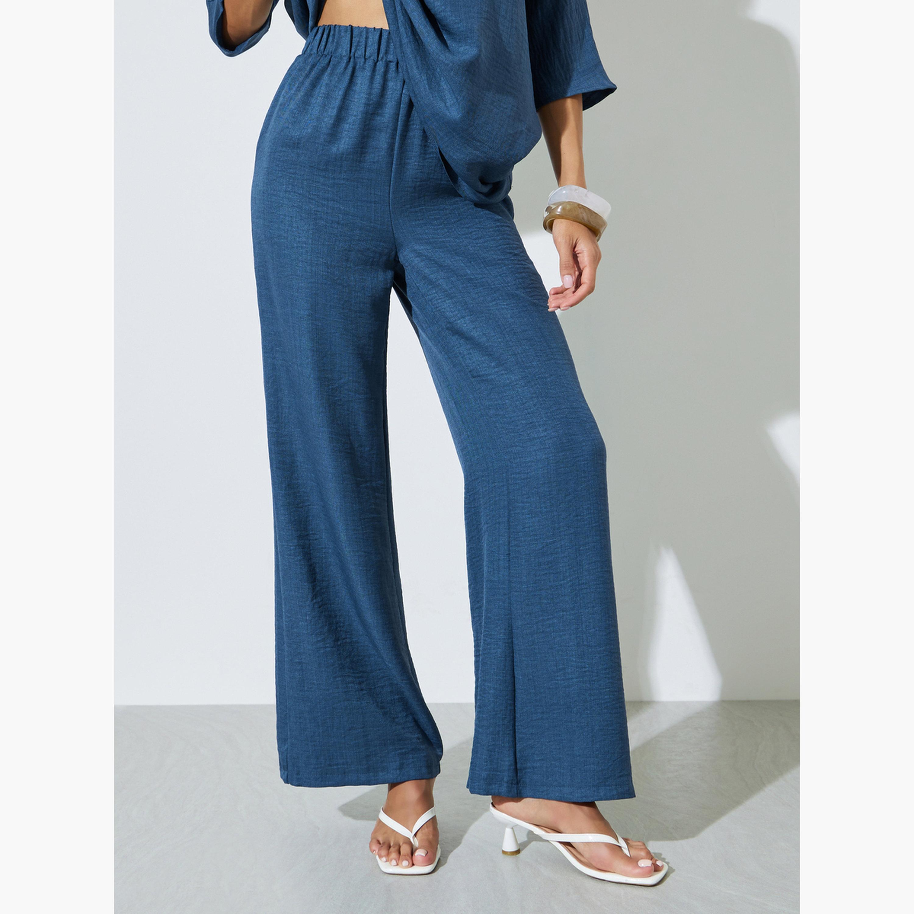 Amirah X Styli Nave Blue Oversized Top and Wide Leg Pants Co-Ords-women-arabicclothing-sets-image-5