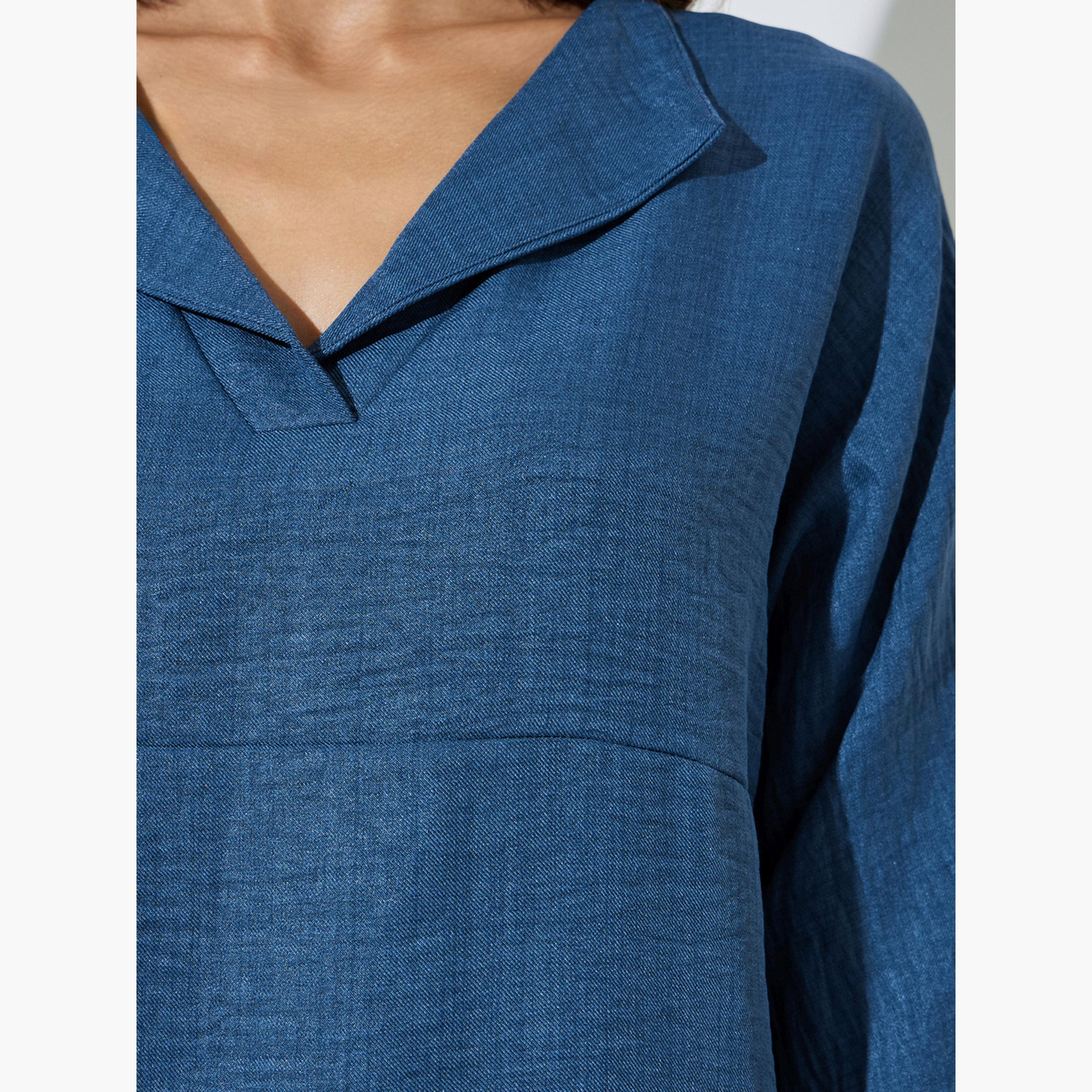 Amirah X Styli Nave Blue Oversized Top and Wide Leg Pants Co-Ords-women-arabicclothing-sets-image-6