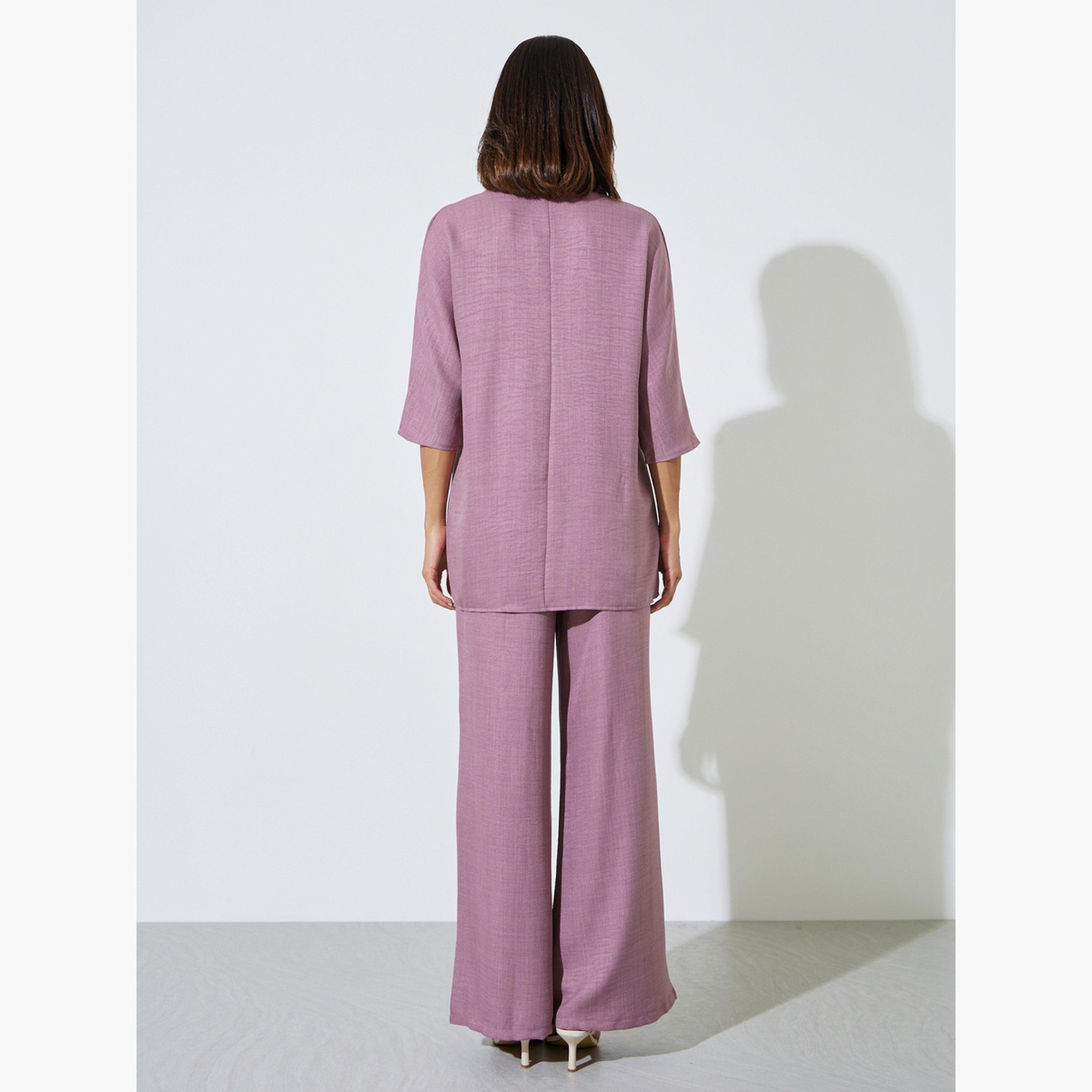 Amirah X Styli Purple Oversized Top and Wide Leg Pants Co-Ords-women-arabicclothing-sets-image-3
