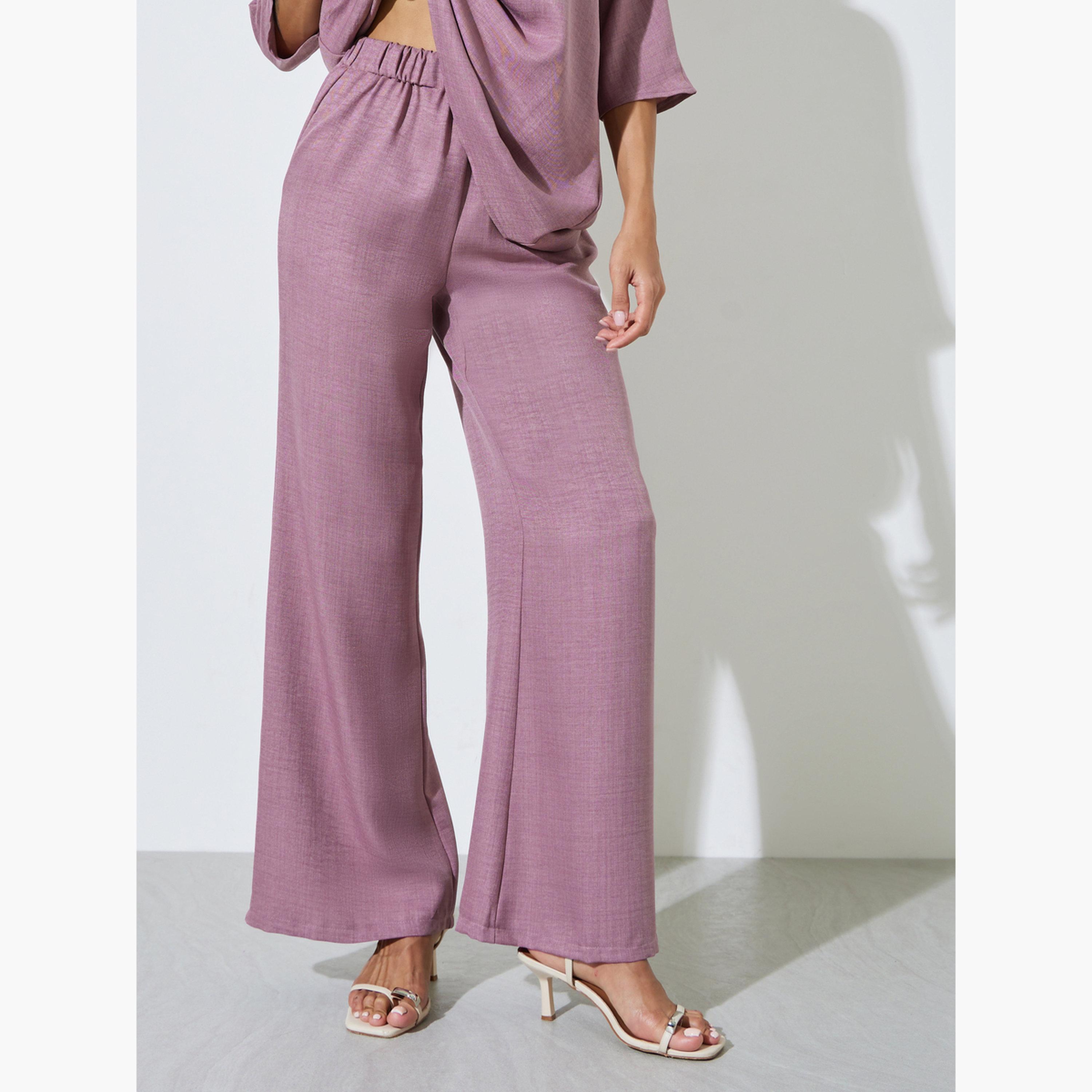 Amirah X Styli Purple Oversized Top and Wide Leg Pants Co-Ords-women-arabicclothing-sets-image-4