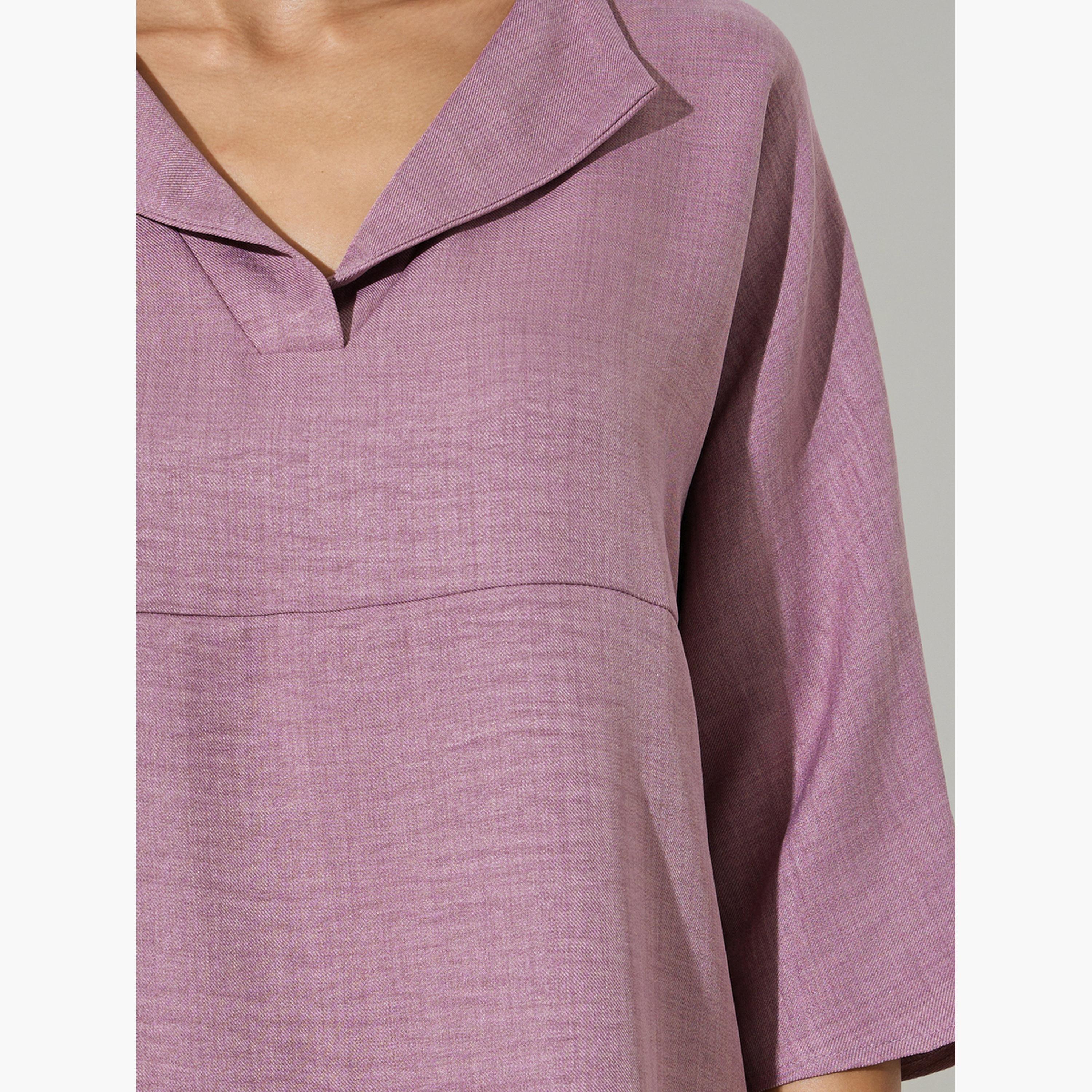 Amirah X Styli Purple Oversized Top and Wide Leg Pants Co-Ords-women-arabicclothing-sets-image-5