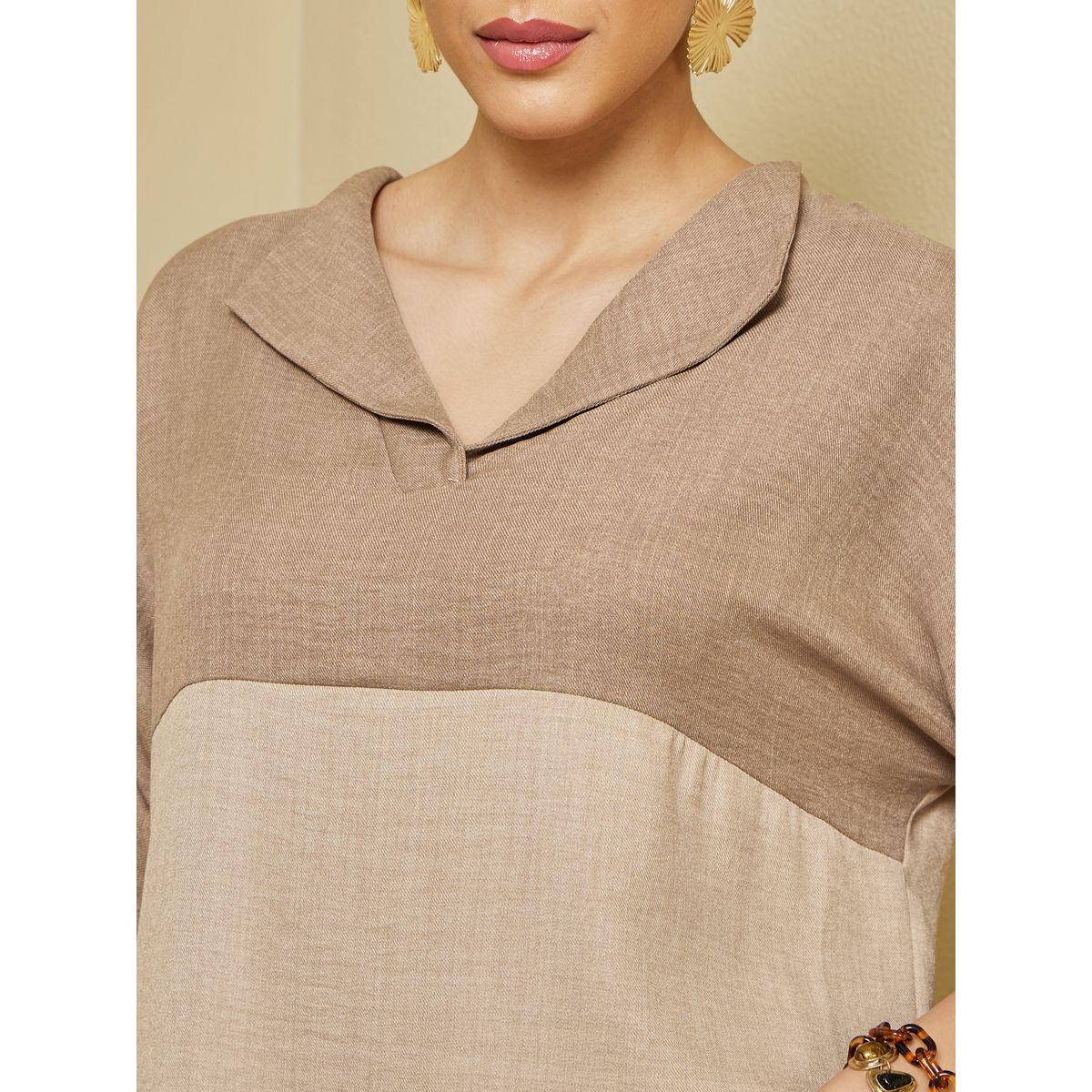 طقم من بلوزة بمقاس كبير وبنطال بأرجل واسعة-women-arabicclothing-sets-image-4