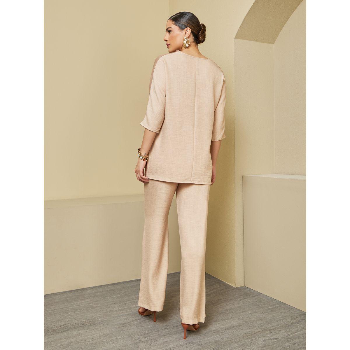 طقم من بلوزة بمقاس كبير وبنطال بأرجل واسعة-women-arabicclothing-sets-image-6