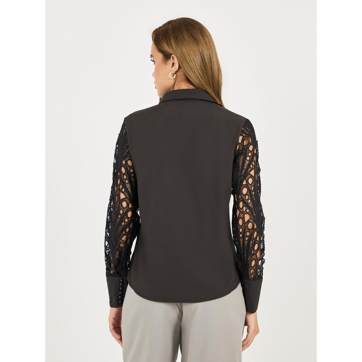 Styli Lace Insert Regular Fit Collared Shirt-women-clothing-shirtsandblouses-shirts-image-5