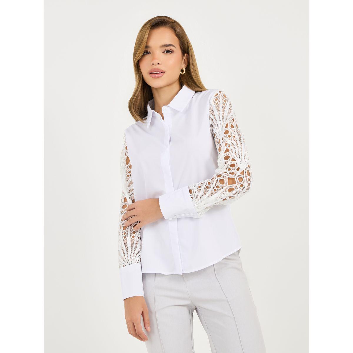 بلوزة بتفاصيل دانتيل وقصة عادية-women-clothing-shirtsandblouses-shirts-image-5