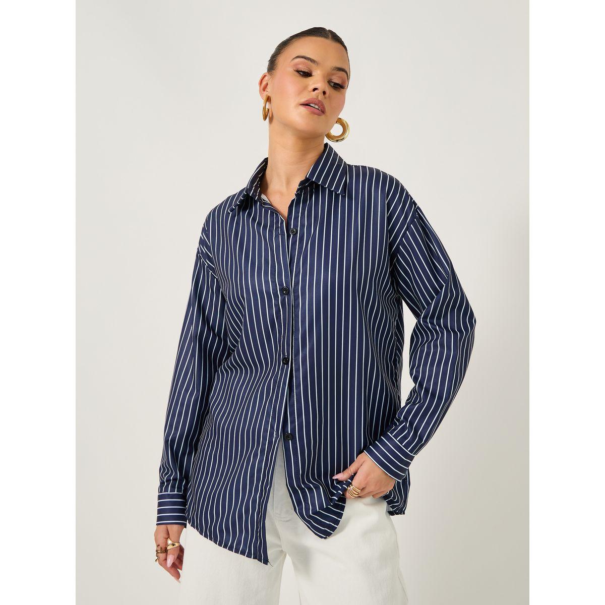 Styli Striped Oversized Collared Shirt-women-clothing-shirtsandblouses-shirts-image-1