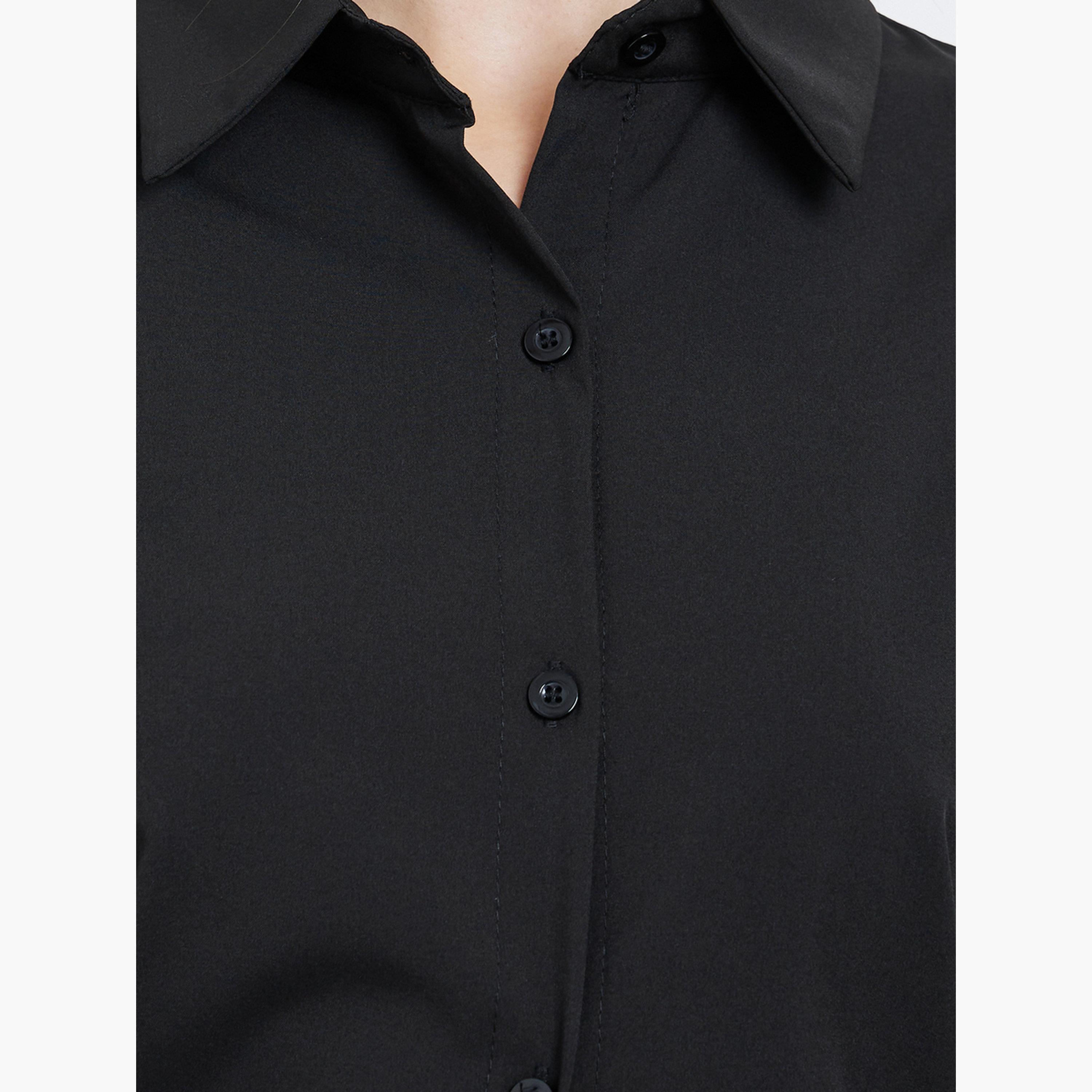 ستايلي - قميص نسائي أسود طويل مقاس كبير-women-clothing-shirtsandblouses-shirts-image-3