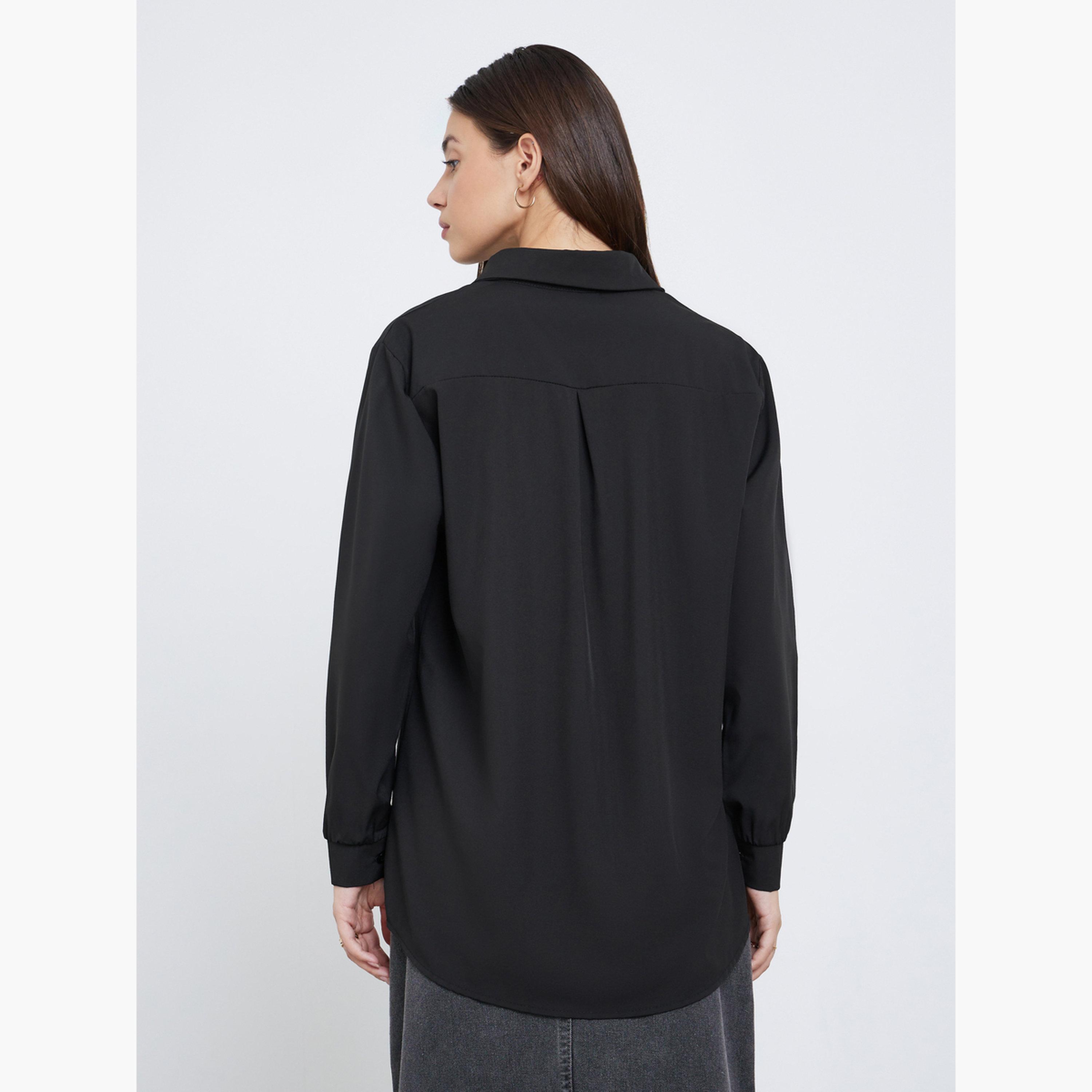 Styli Women Black Longline Oversized Shirt-women-clothing-shirtsandblouses-shirts-image-4
