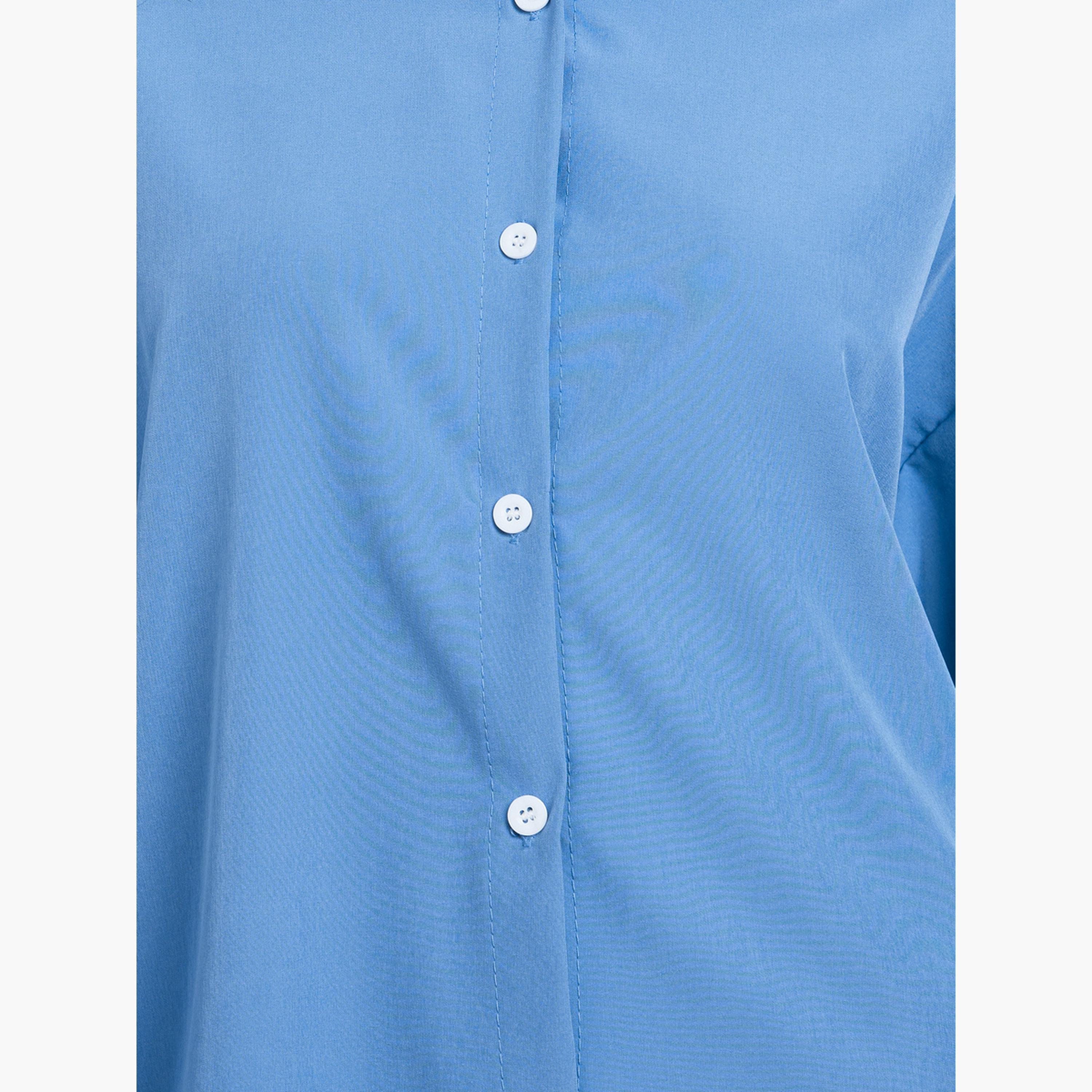ستايلي - قميص نسائي أزرق طويل مقاس كبير-women-clothing-shirtsandblouses-shirts-image-3