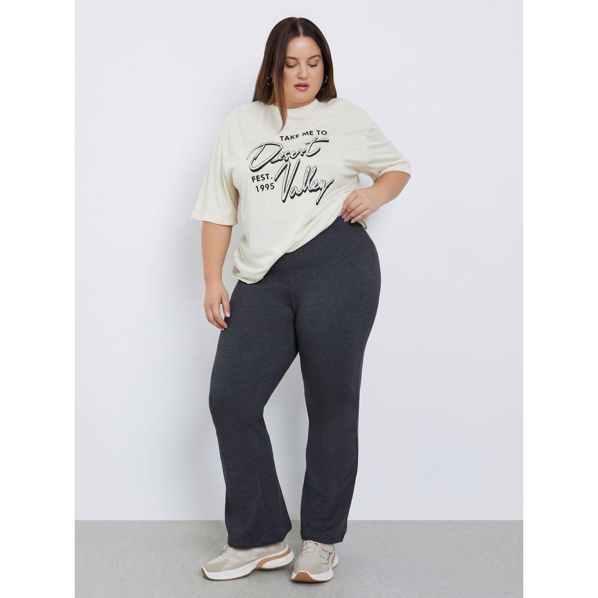 Styli Plus Size V Shaped Waistband Flared Leggings-women-clothing-bottoms-leggings-image-1