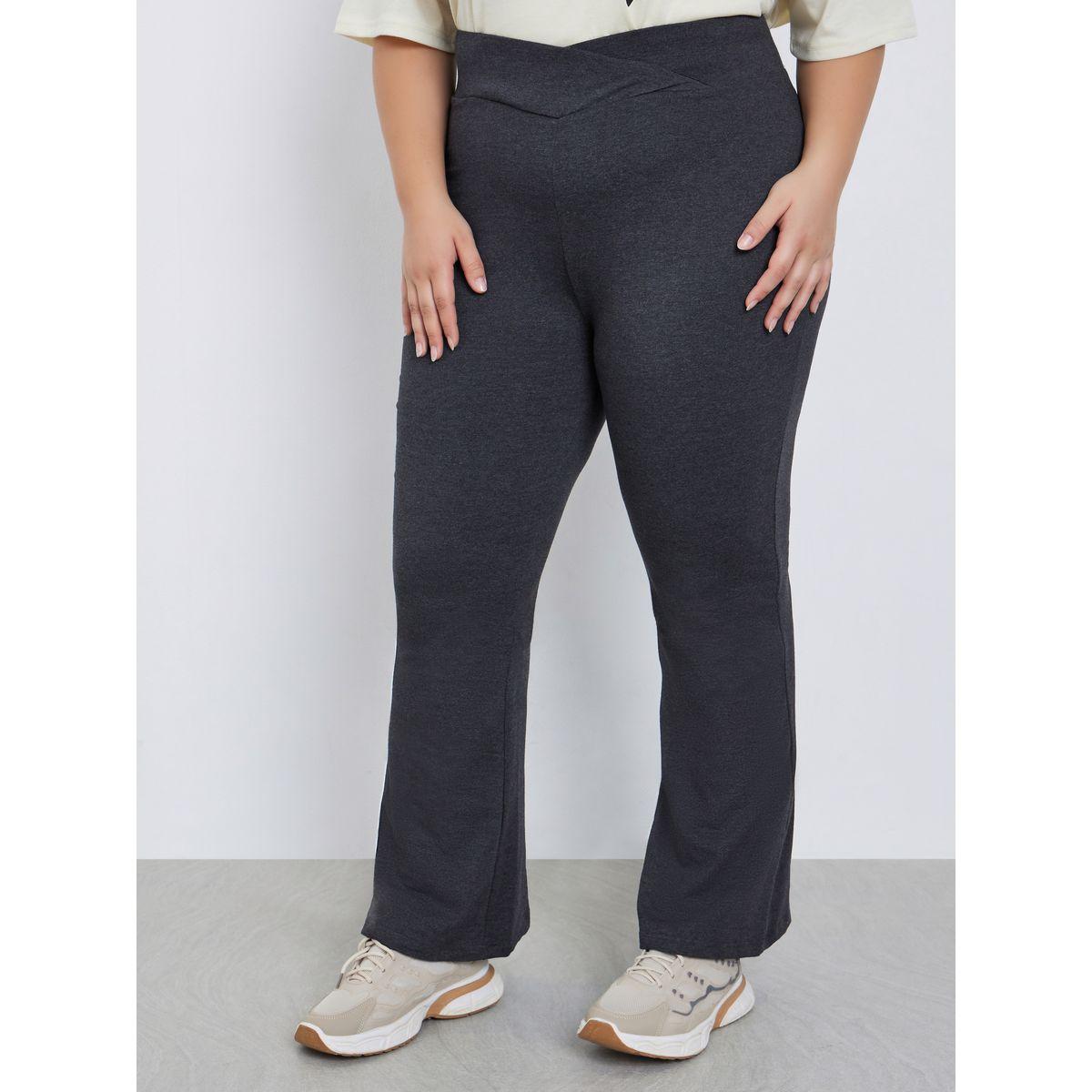 Styli Plus Size V Shaped Waistband Flared Leggings-women-clothing-bottoms-leggings-image-2