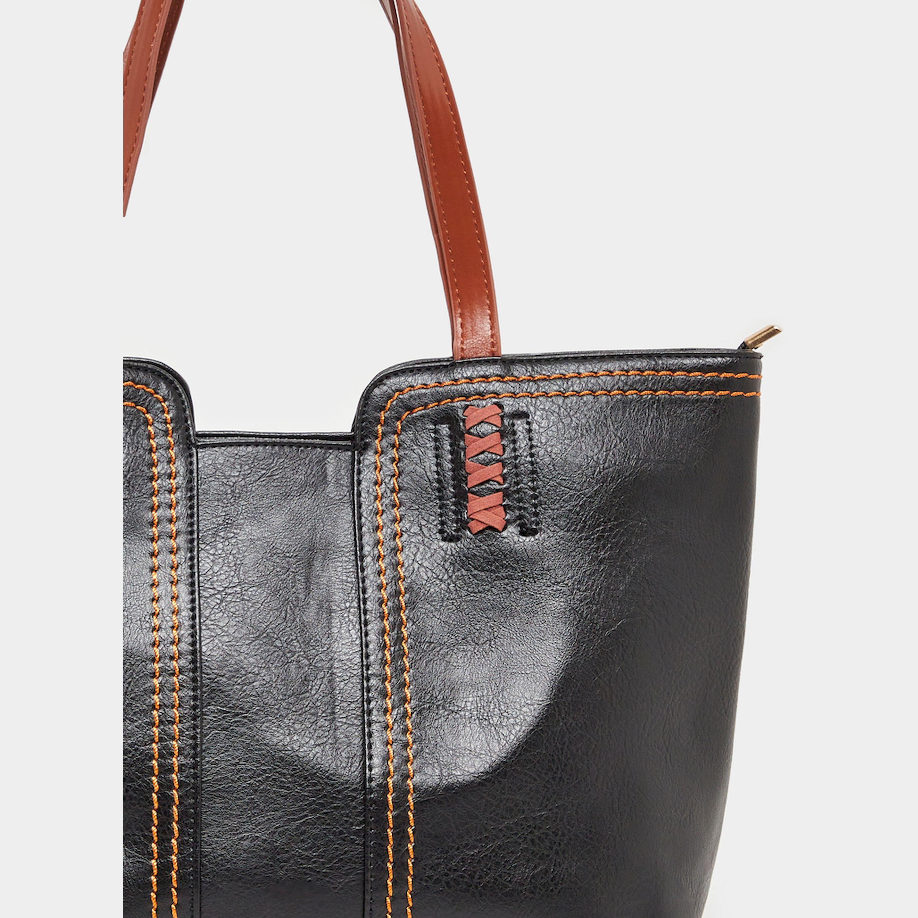 Styli Stitch Detail Shoulder Bag With Double Handle-women-bagsandwallets-handbags-image-5