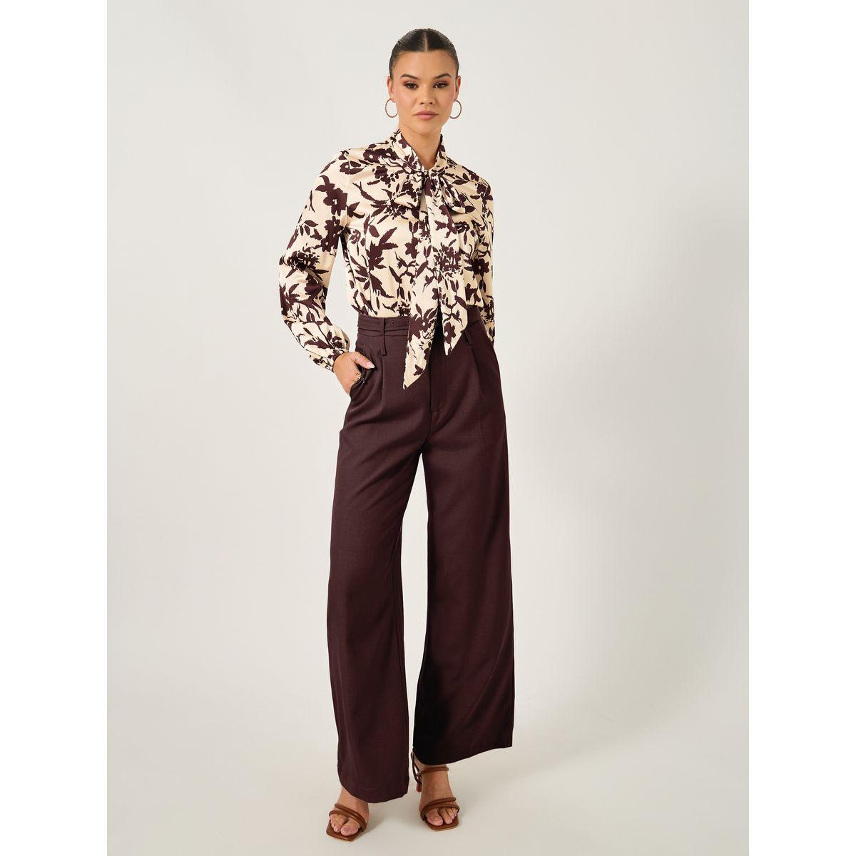بلوزة بطبعة زهور وأكمام بالون مع تفاصيل ياقة بأربطة-women-clothing-shirtsandblouses-blouses-image-4