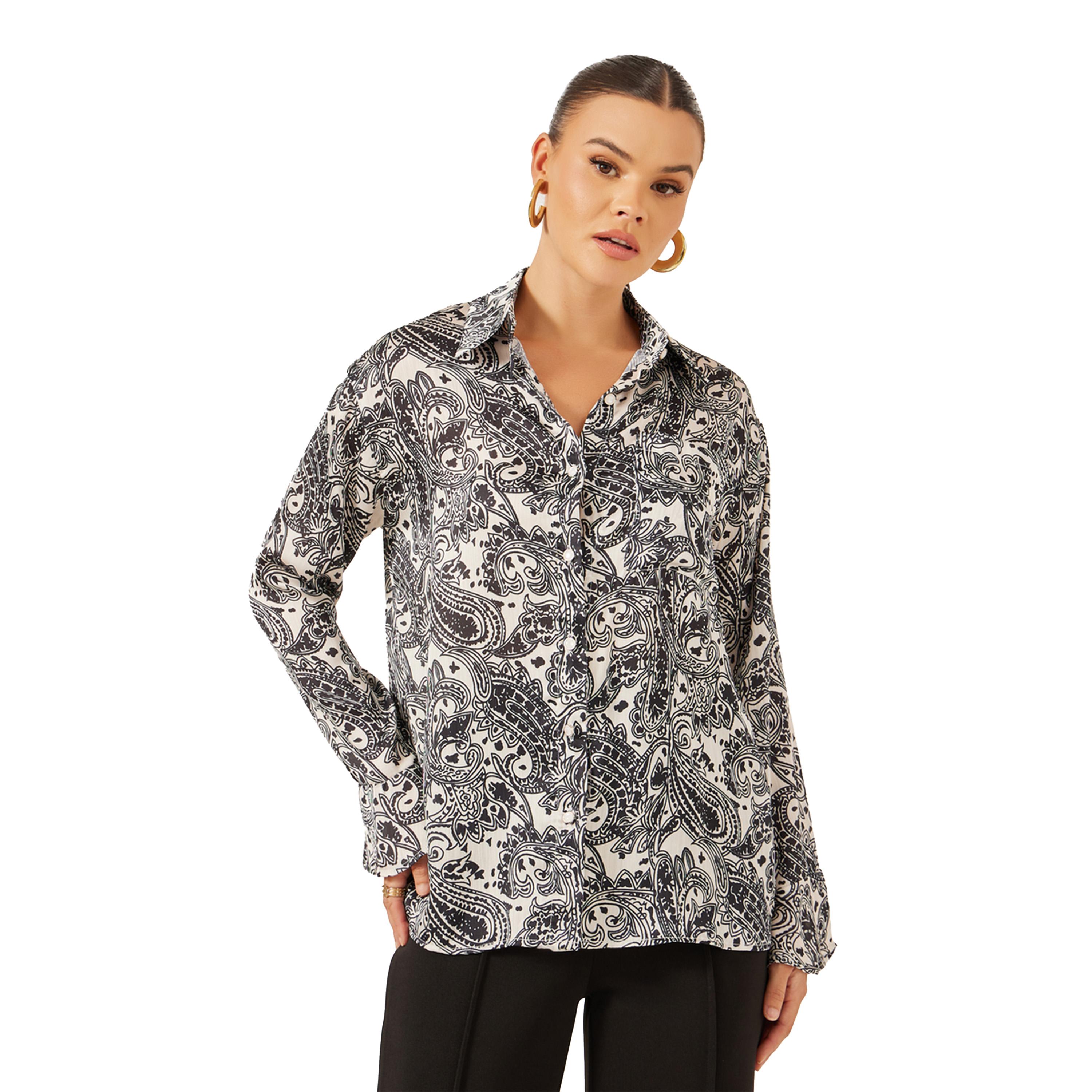 ستايلي- قميص بقصّة عادية وأكمام طويلة وطبعة بيزلي-women-clothing-shirtsandblouses-shirts-image-2