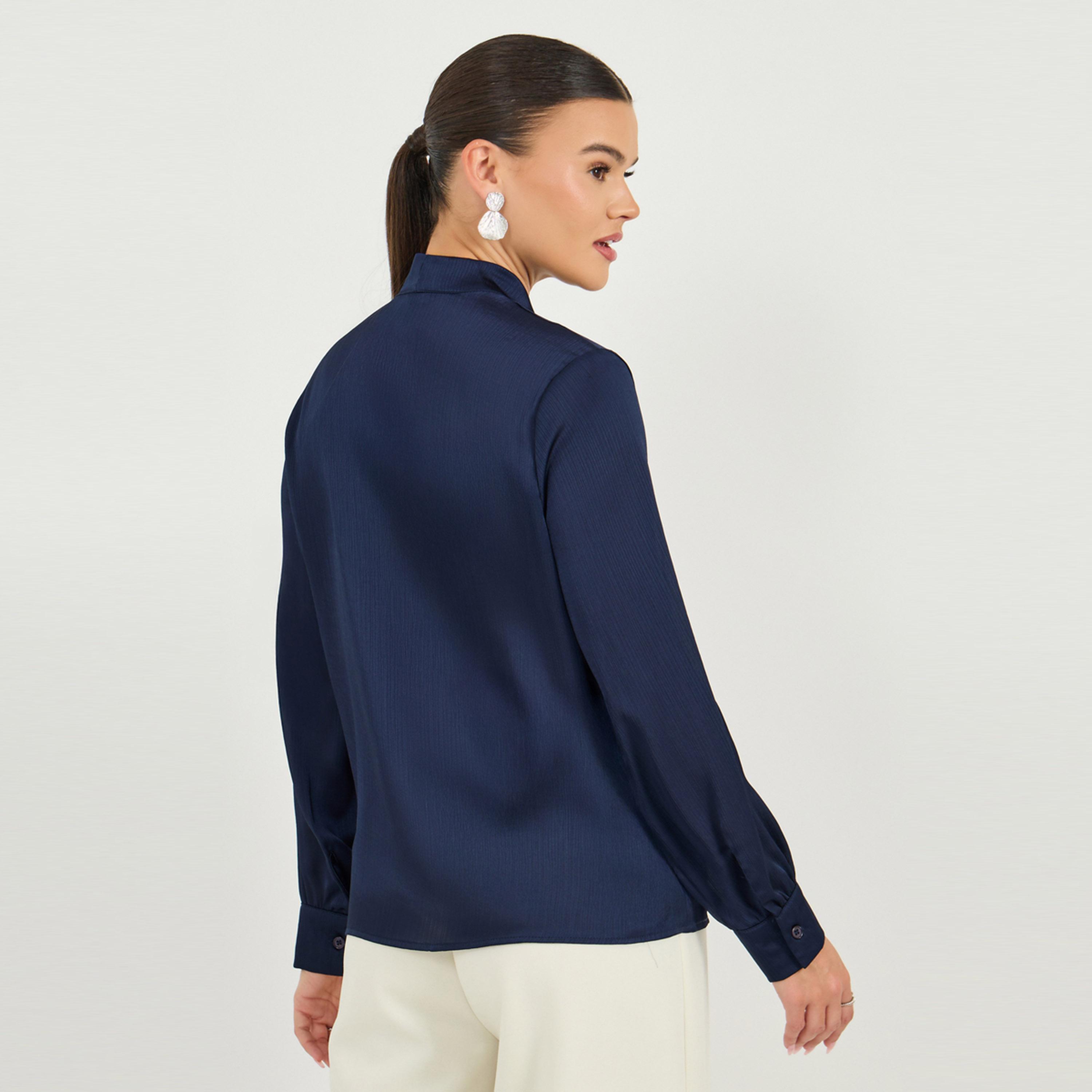 ستايلي - بلوزة بمقاس عادي مع تفاصيل رباط-women-clothing-shirtsandblouses-blouses-image-6