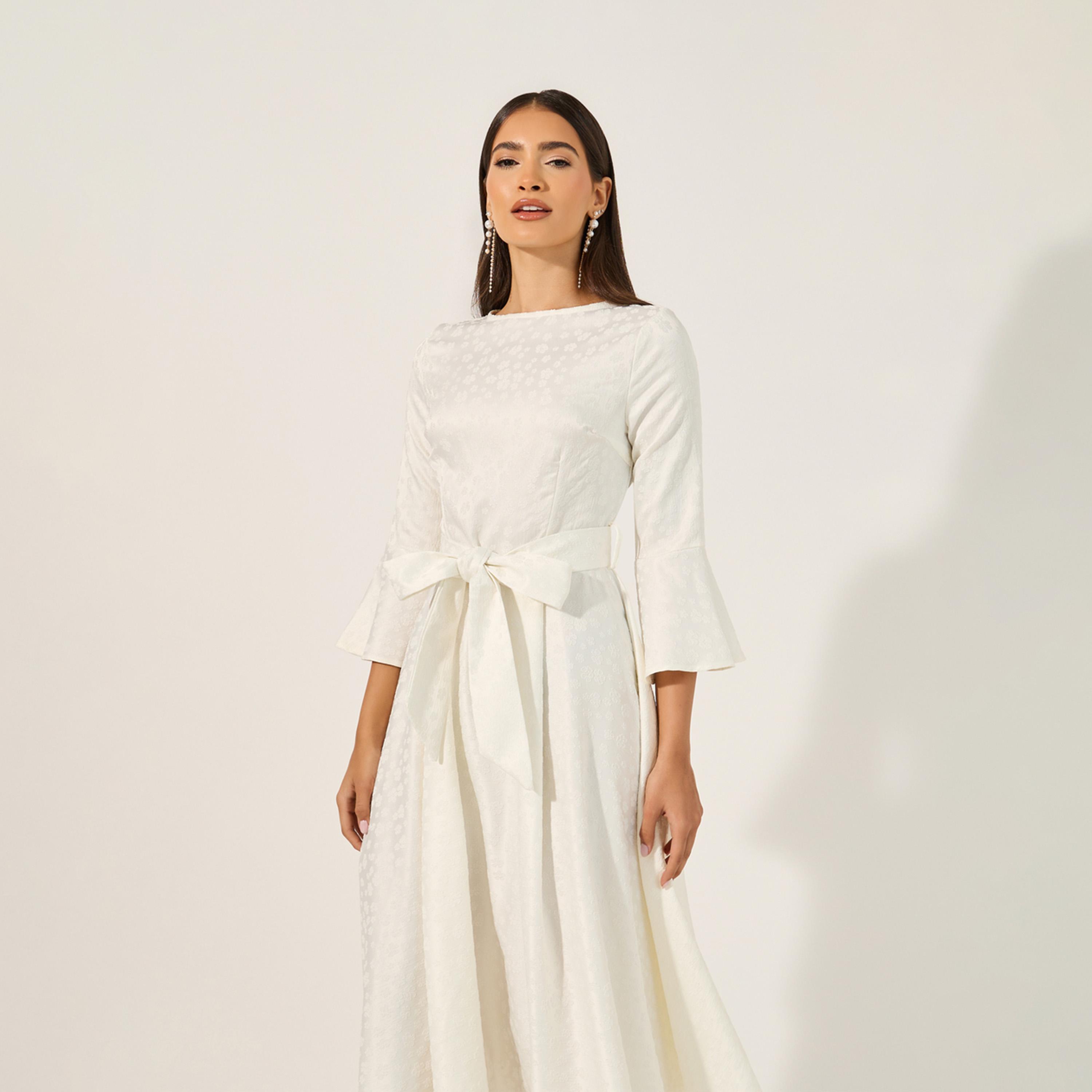 ستايلي - فستان ميدي بتصميم ذاتي بأكمام 3/4-women-clothing-dresses-image-3