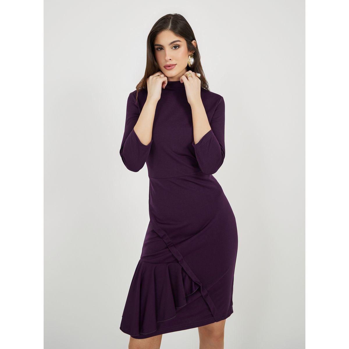 فستان بطول الركبة مع تفاصيل كشكش-women-clothing-dresses-image-1