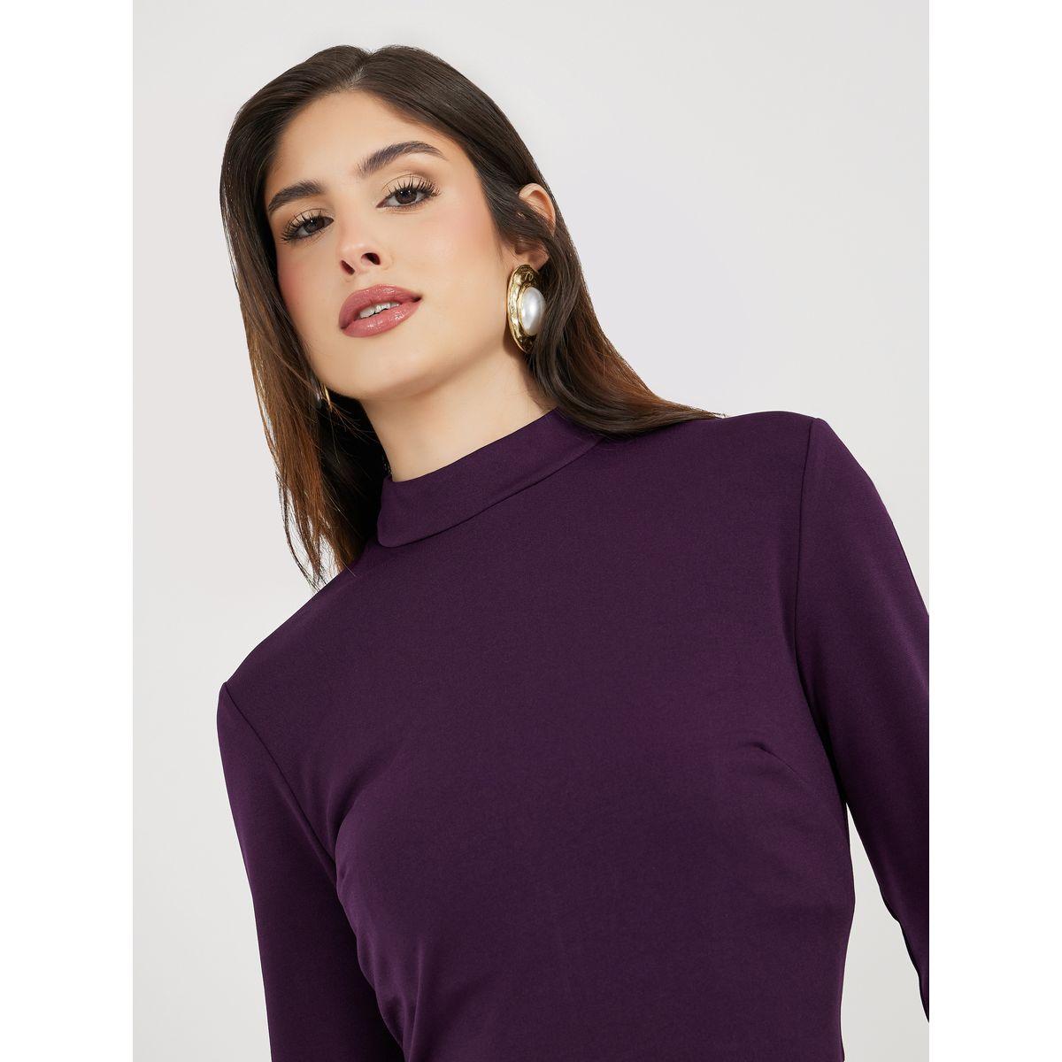 Styli Ruffle Detail Sheath Knee-Length Dress with 3/4th Sleeves-women-clothing-dresses-image-5
