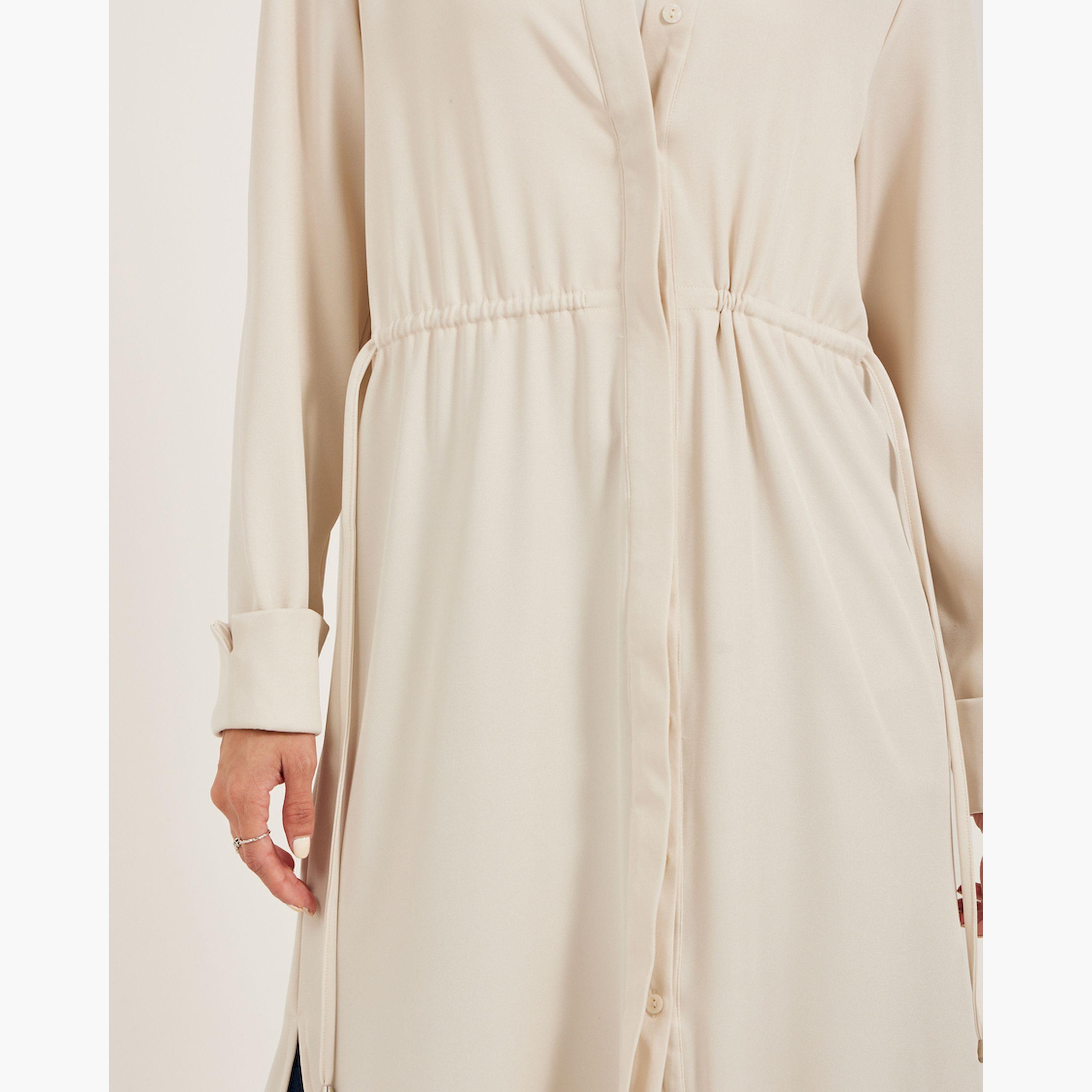 ستايلي - كيمونو متوسط الطول بقصّة عادية مع تفاصيل رباط-women-clothing-shirtsandblouses-shirts-image-4