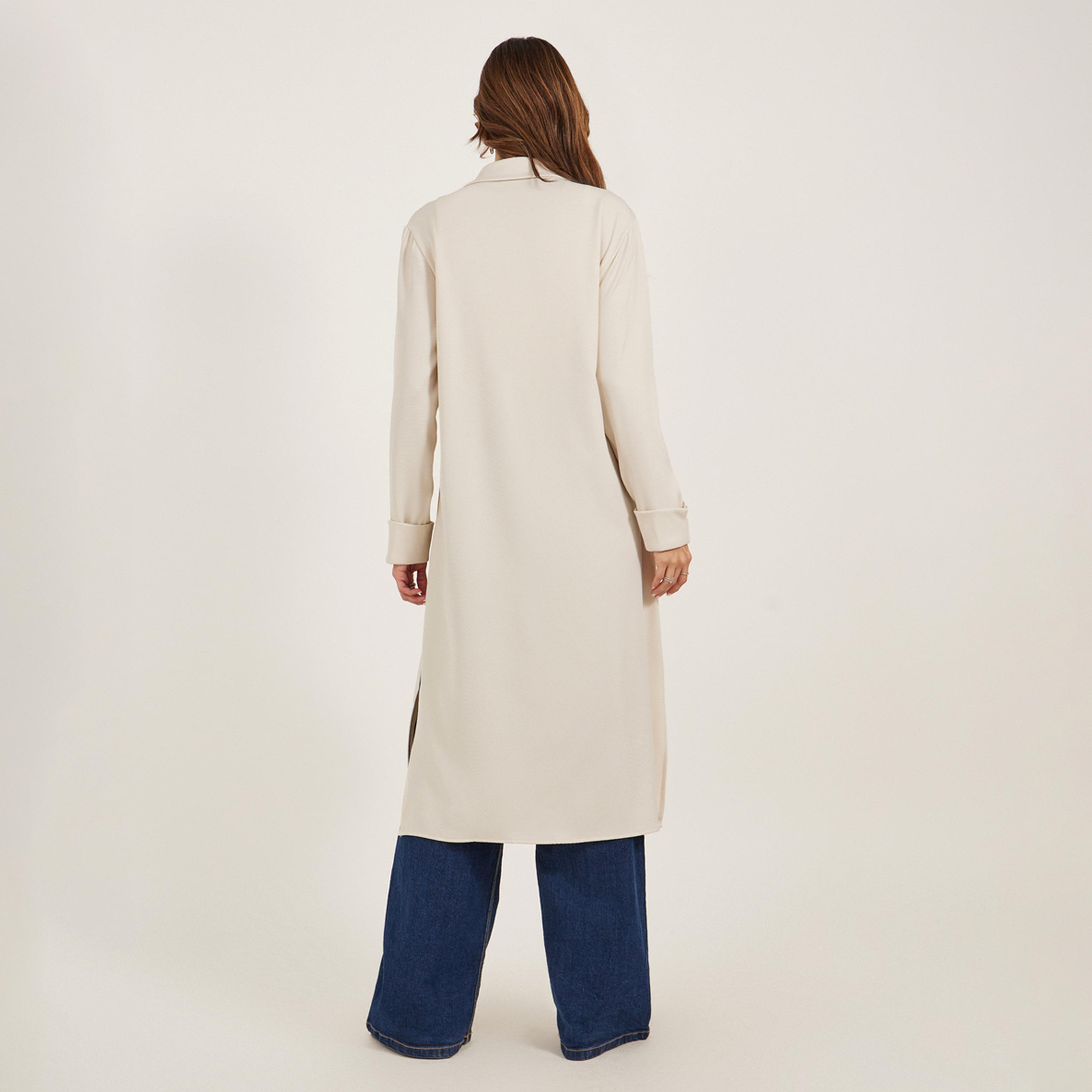 ستايلي - كيمونو متوسط الطول بقصّة عادية مع تفاصيل رباط-women-clothing-shirtsandblouses-shirts-image-5