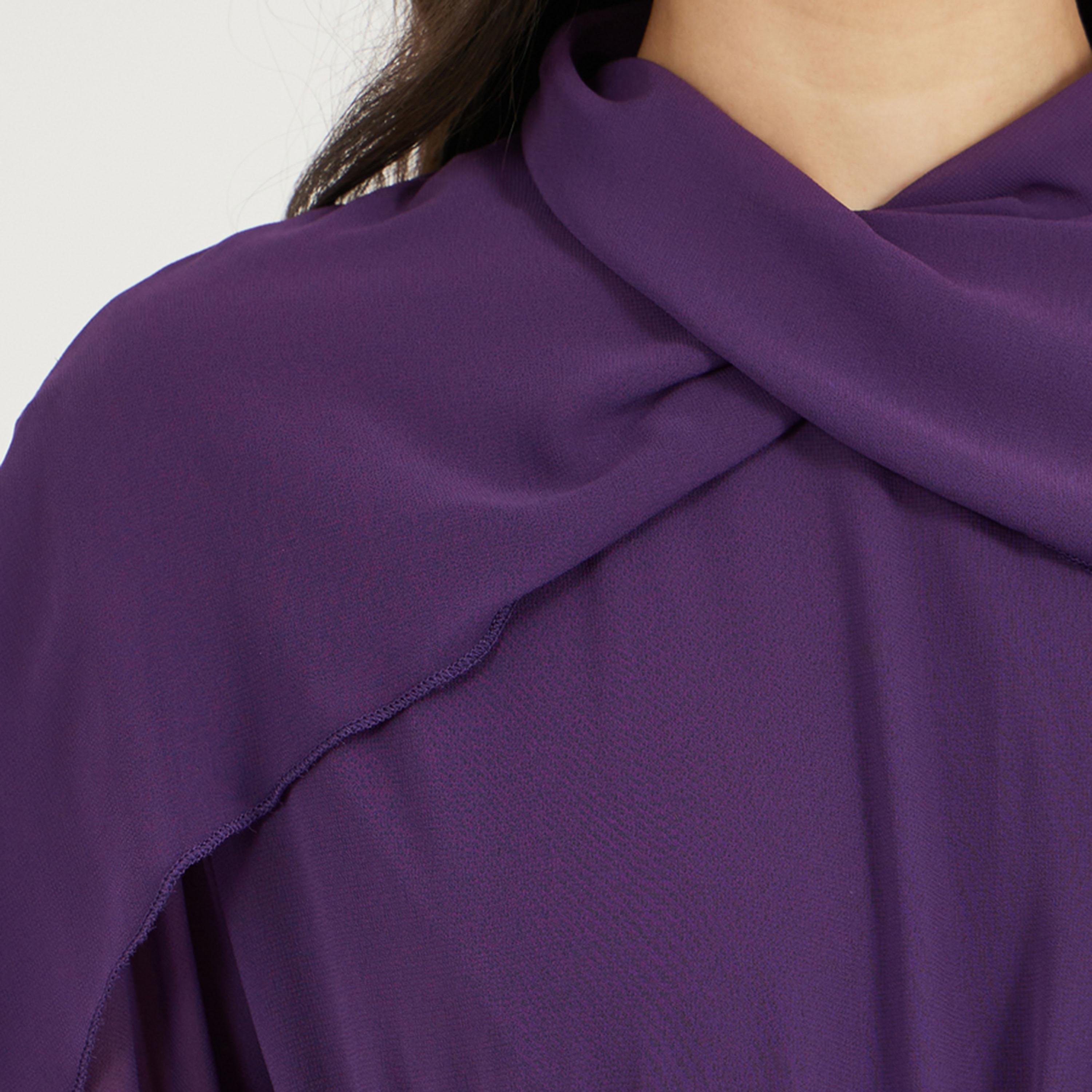 ستايلي - فستان ماكسي بقصة A وتفاصيل منسدلة ورقبة عالية-women-clothing-dresses-image-3