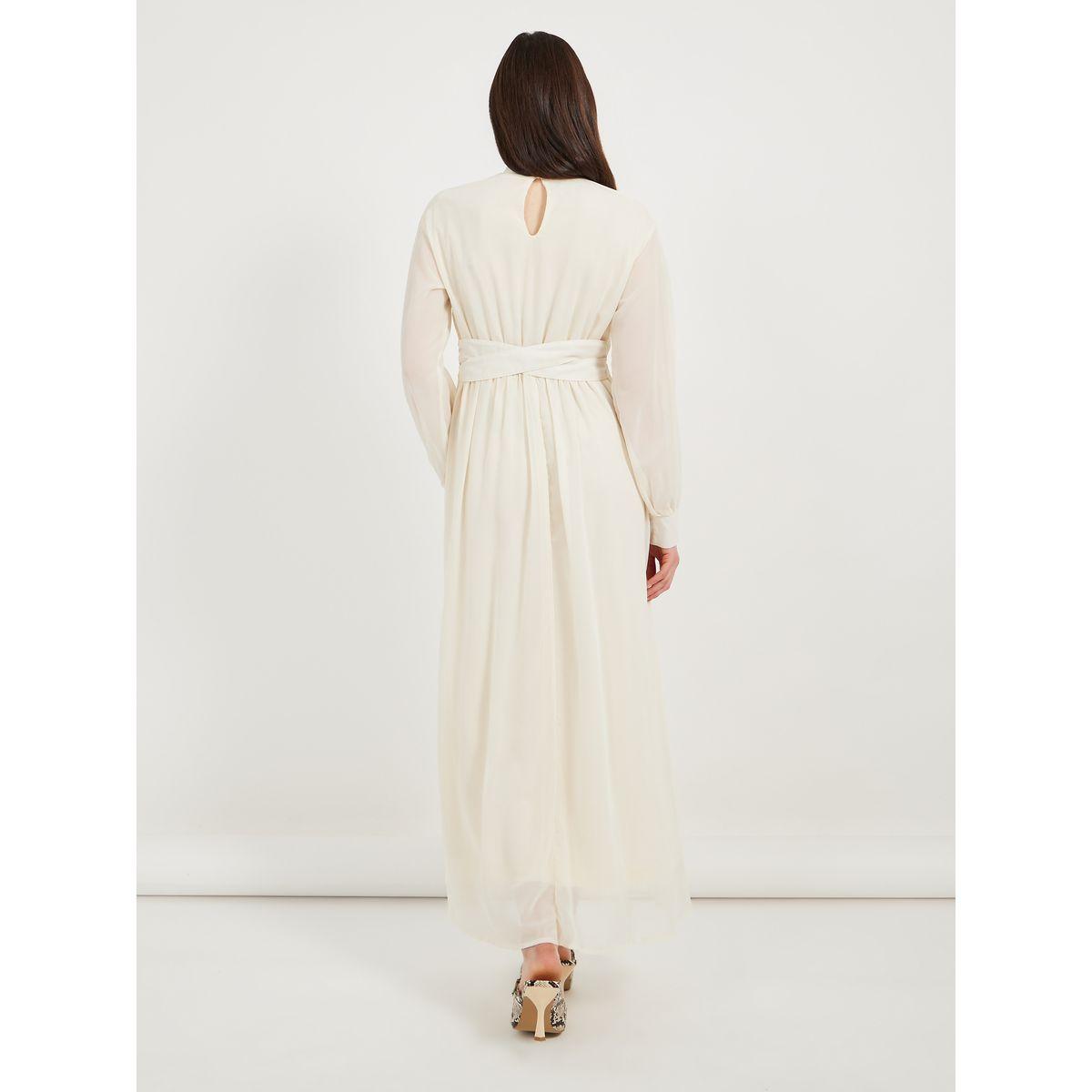 Styli Solid Ruched Waist Detail A-Line Maxi Dress-women-clothing-dresses-image-7