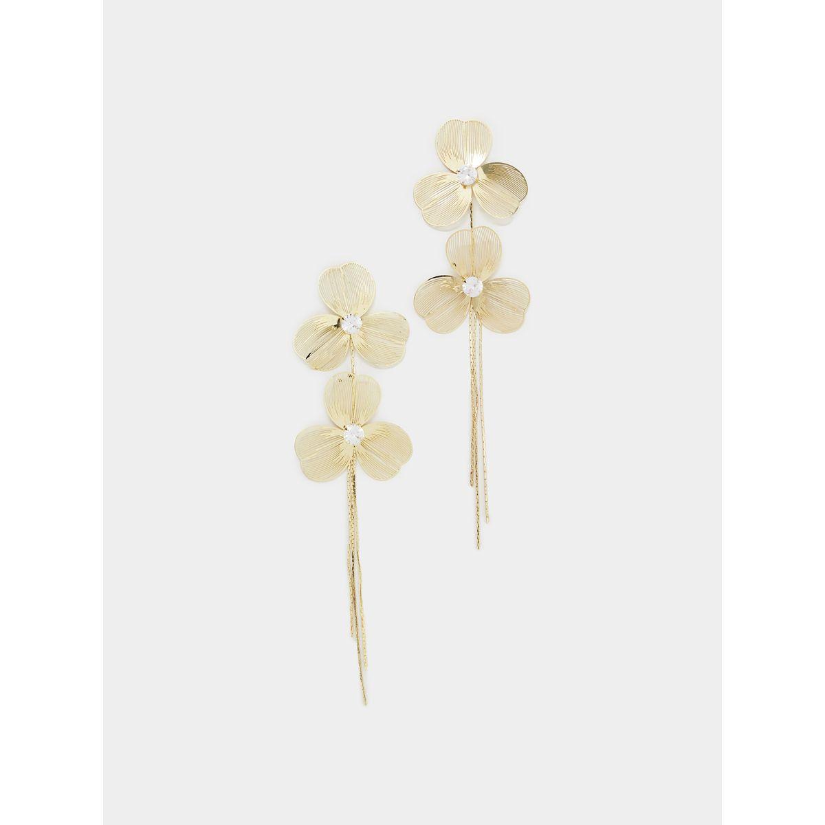 Flower Accent Tassel Earrings-women-watchesandjewellery-jewellery-earrings-image-1