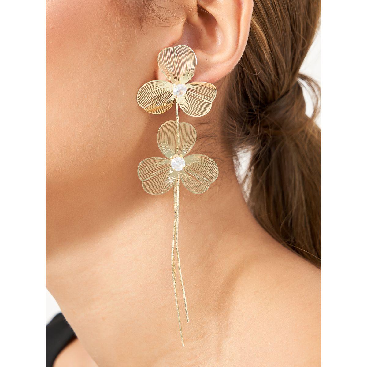 Flower Accent Tassel Earrings-women-watchesandjewellery-jewellery-earrings-image-2