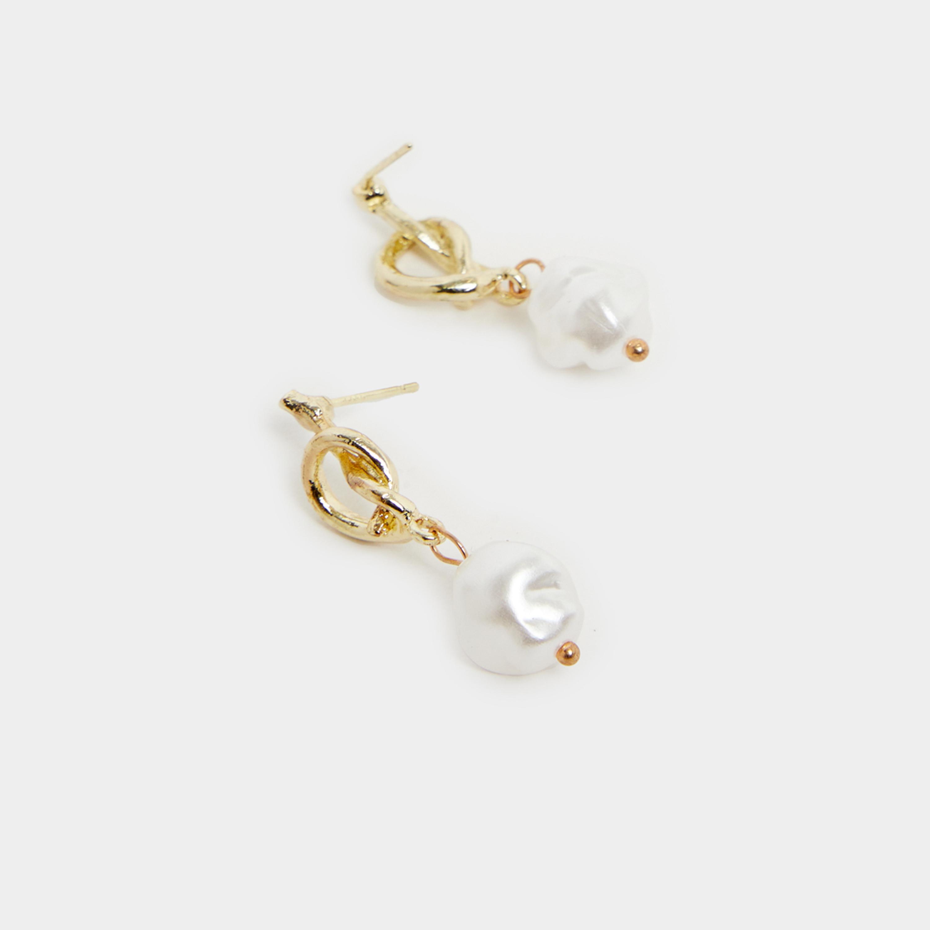 Styli Twisted Faux Pearl Drop Earrings-women-watchesandjewellery-jewellery-earrings-image-3