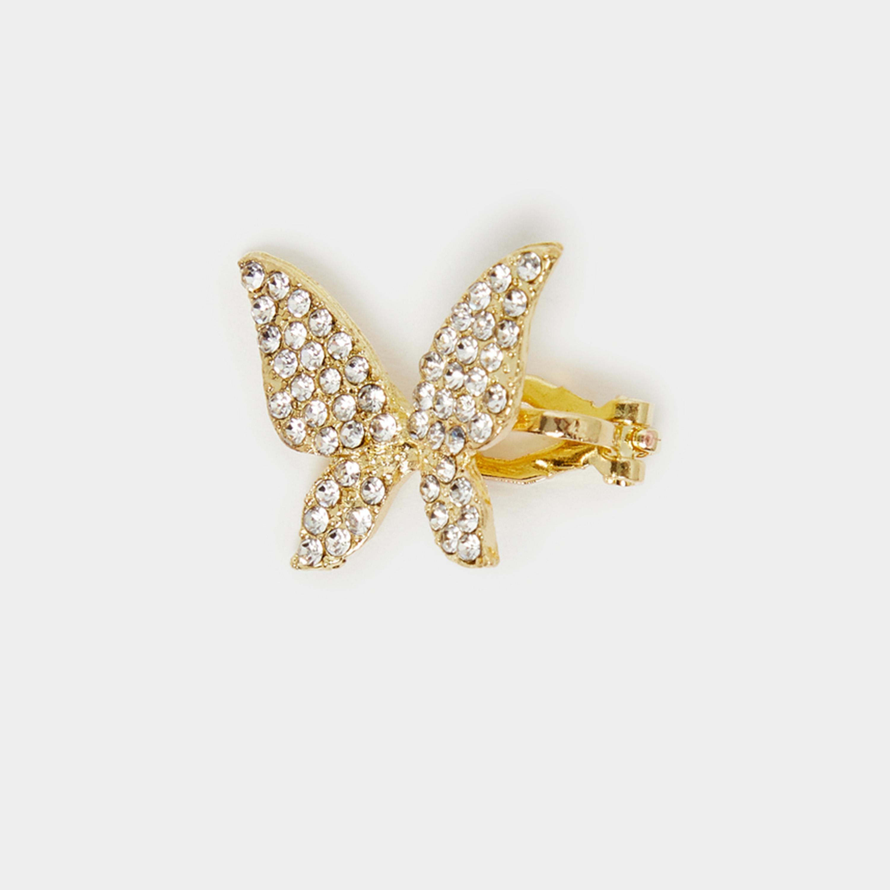 Styli Embellished Butterfly Clip Earrings-women-watchesandjewellery-jewellery-earrings-image-1