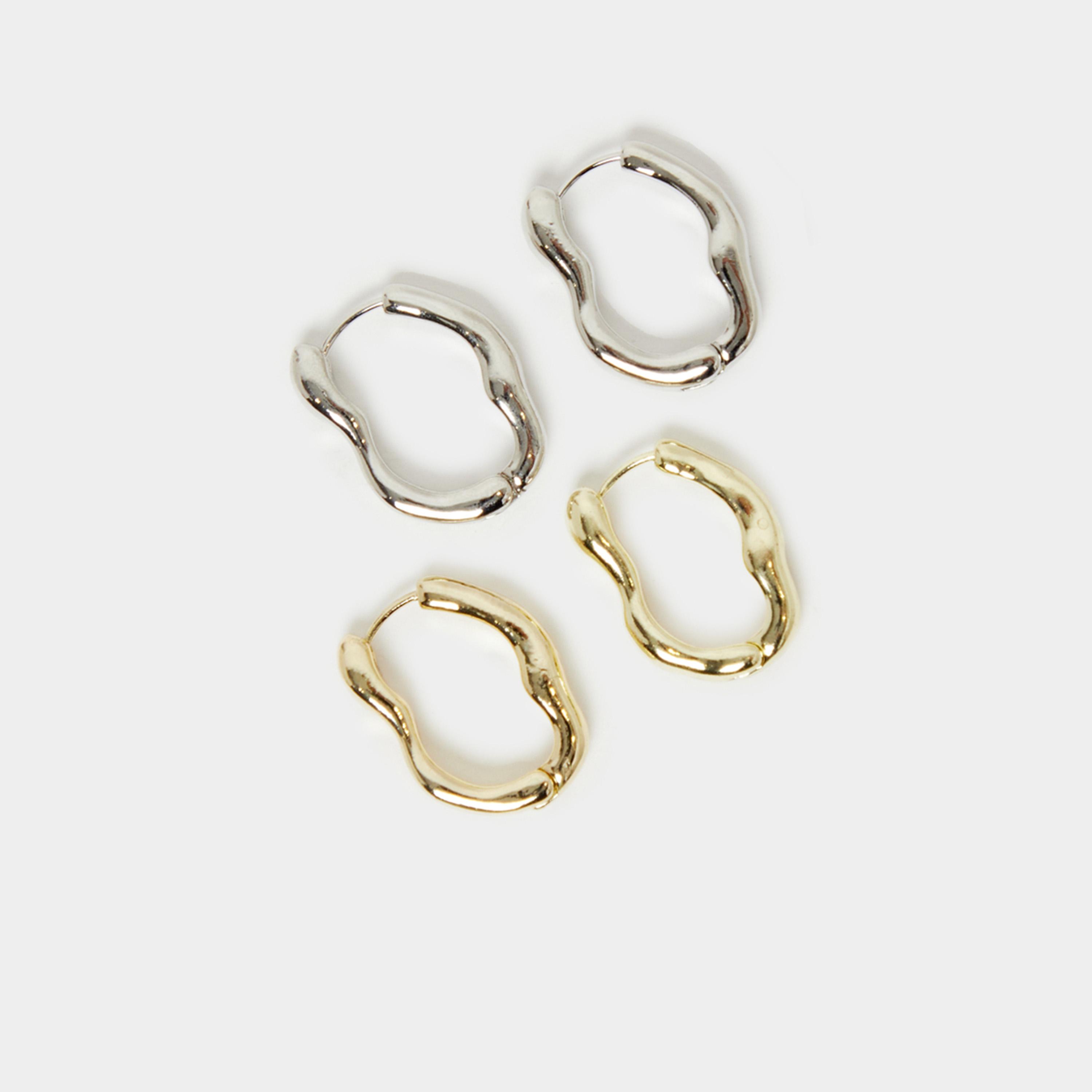 ستايلي - طقم من قطعتين - أقراط دائرية مموجة-women-watchesandjewellery-jewellery-earrings-image-1